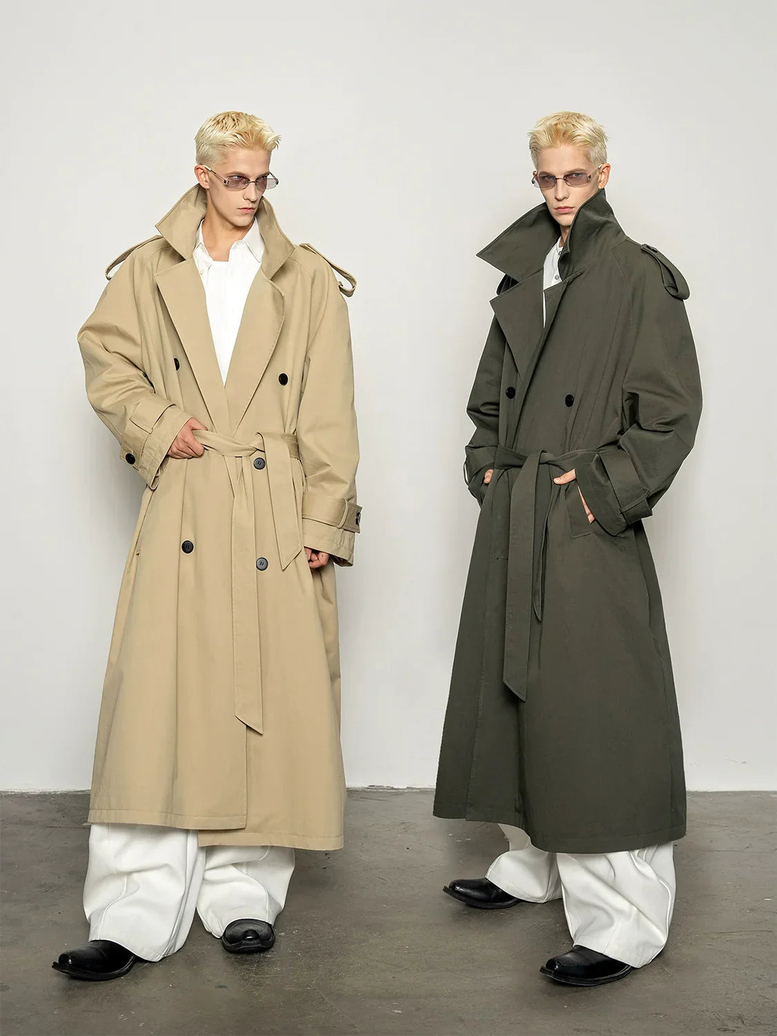 Premium slack large silhouette long trench coat men's classic casual loose coat coat FE0614