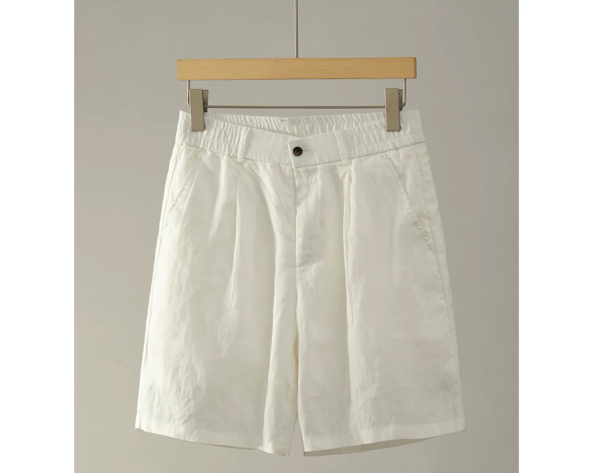 Old Money Drop Straight Double Pleated 100% Pure Linen Shorts FE0729