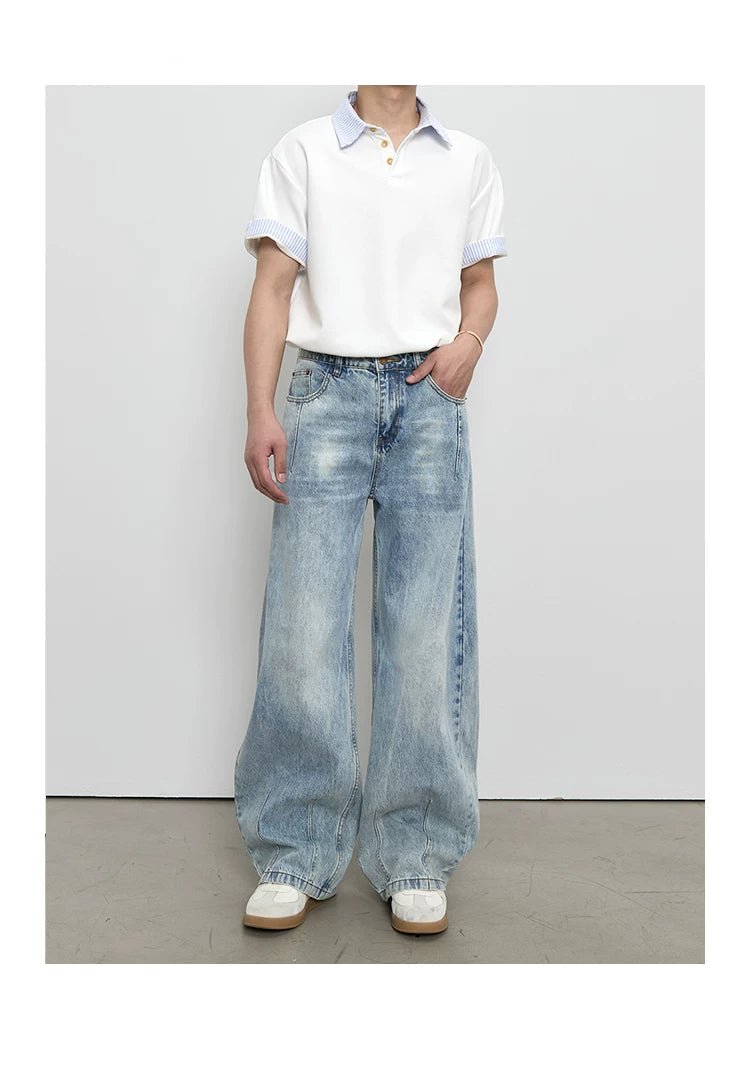 [Curved Blade Style] Vintage Light Blue Jeans FE0727