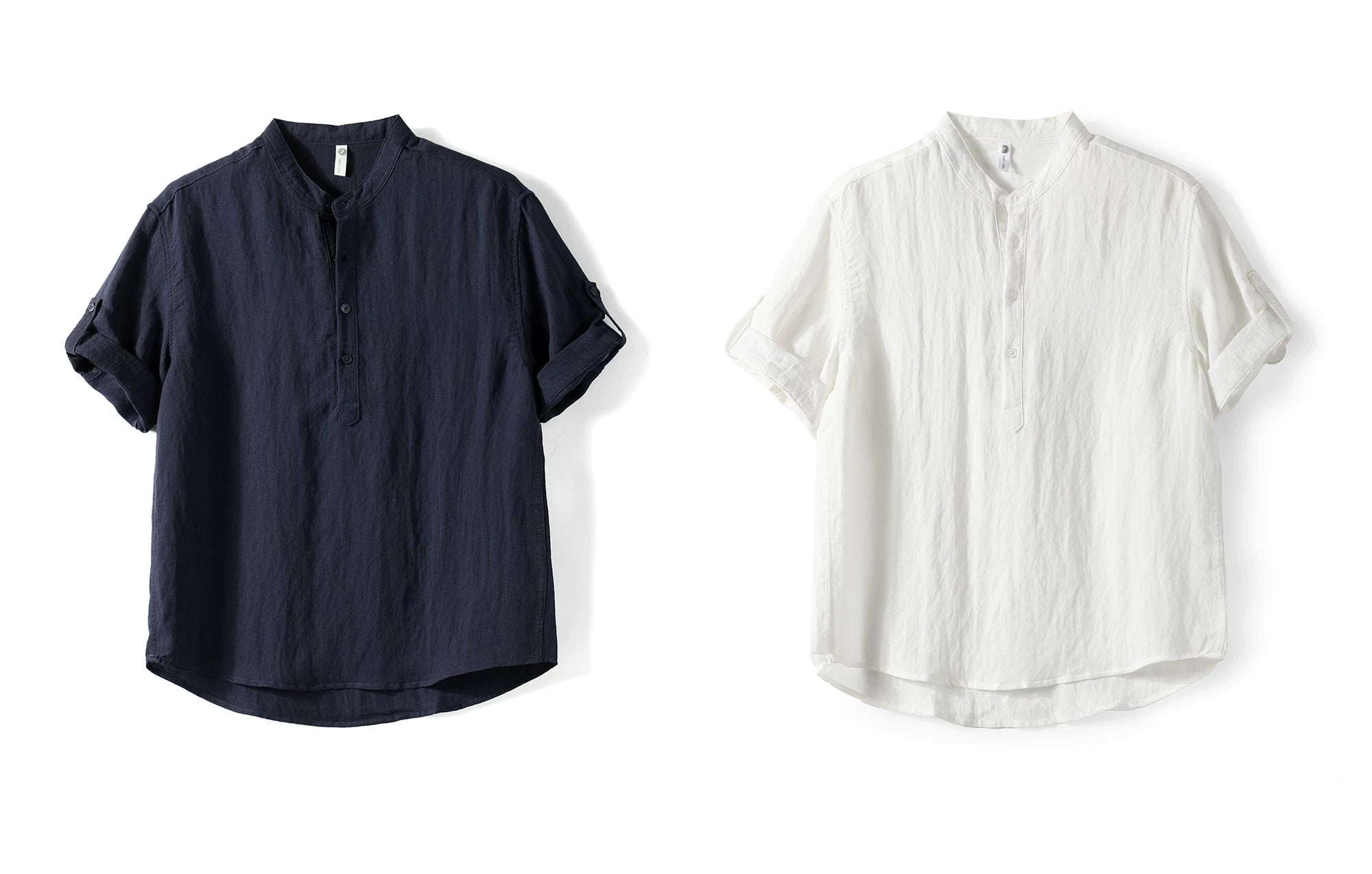 Old money wind adjustable five-quarter sleeve stand-up collar shirt FE0732