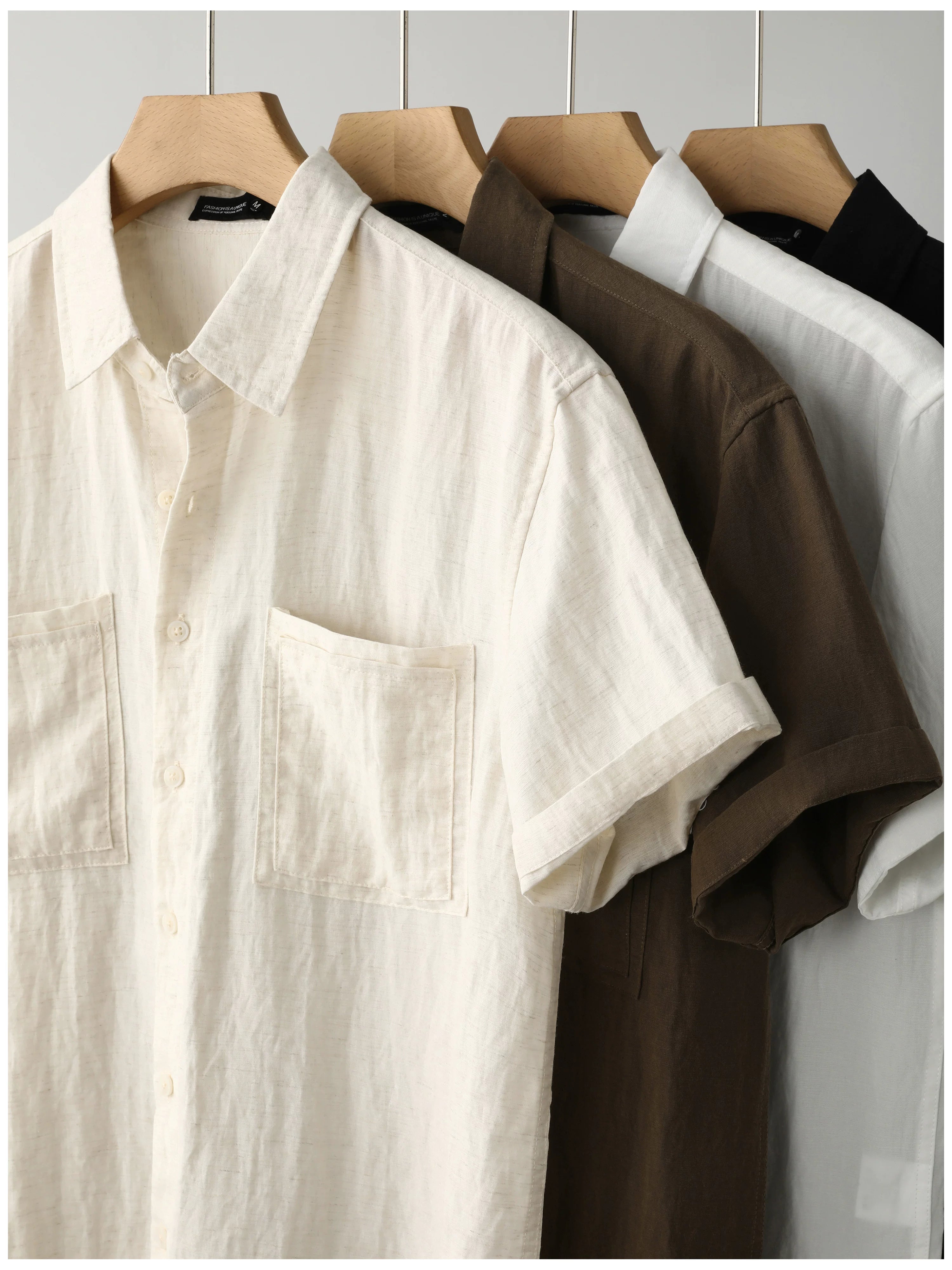 Lyocell Blended Linen Thin Breathable Short Sleeve Shirt FE0728