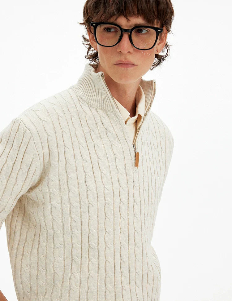American retro twisted half-zipper sweater  FE0638