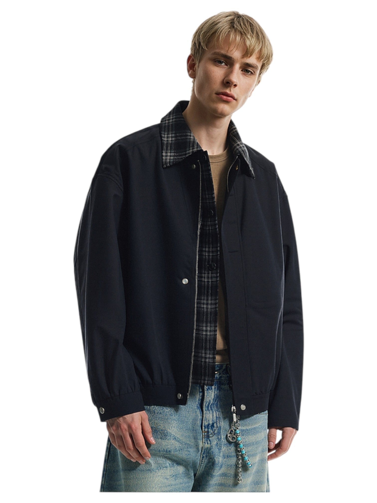 LAYERED PLAID WORK JACKET   FE0149