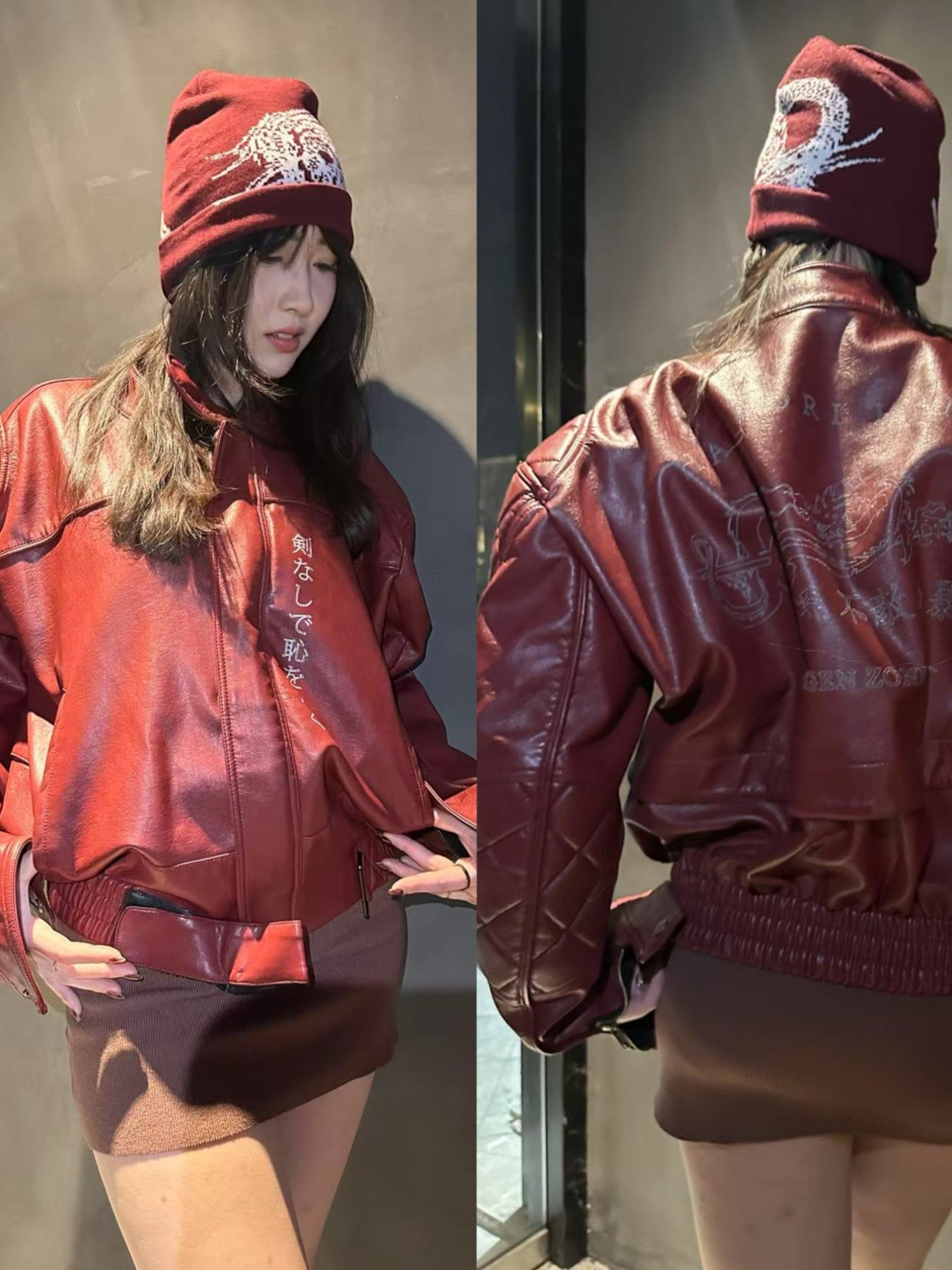 DRAGON-BLADE FAUX LEATHER JACKET  FE0214