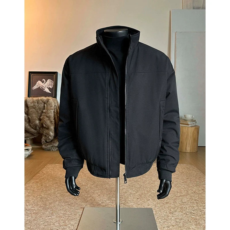 Black short three-proof thickened flight jacket   FE0259