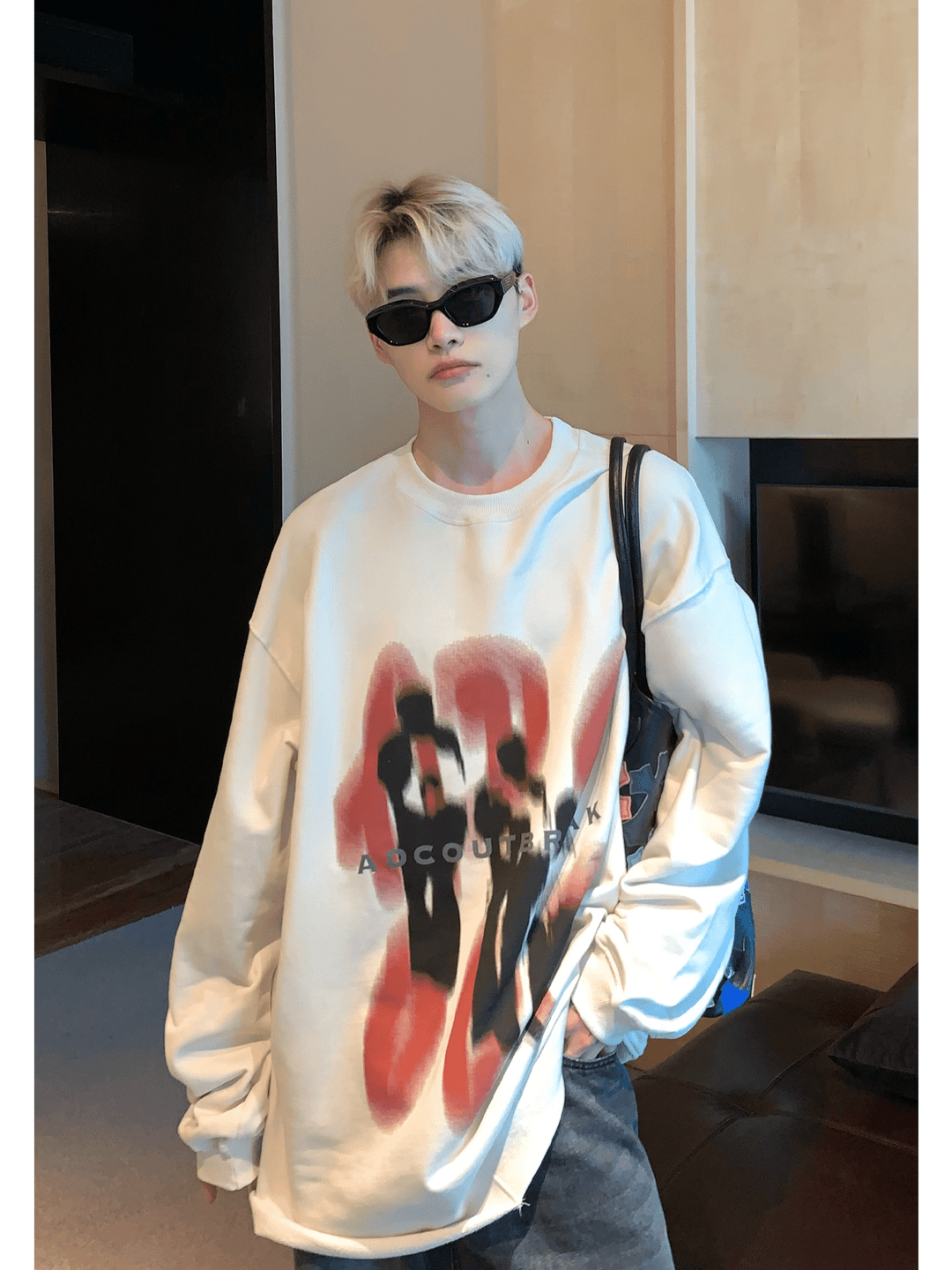 [CUIBUJU] color contrast printing sweater FE0658