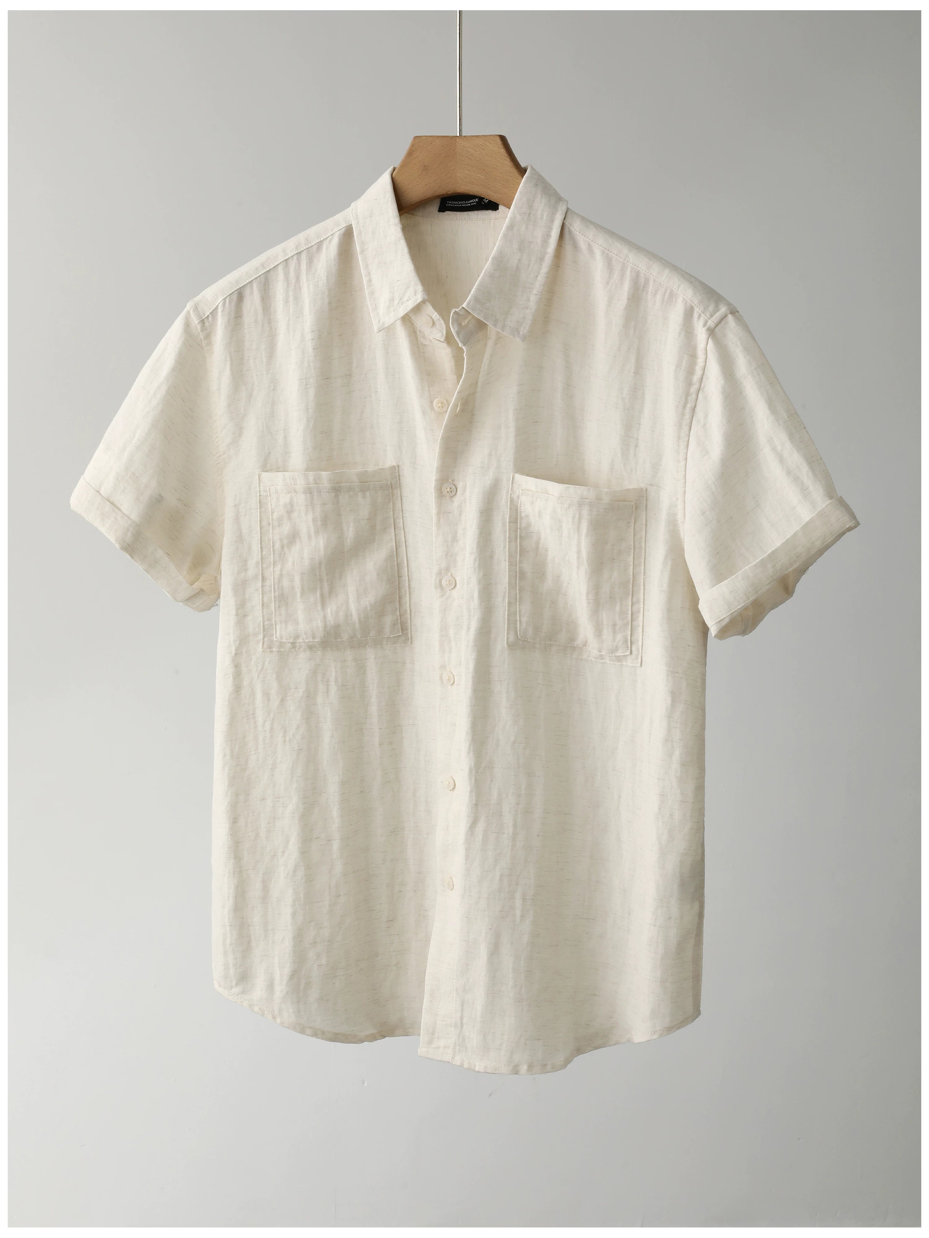 Lyocell Blended Linen Thin Breathable Short Sleeve Shirt FE0728