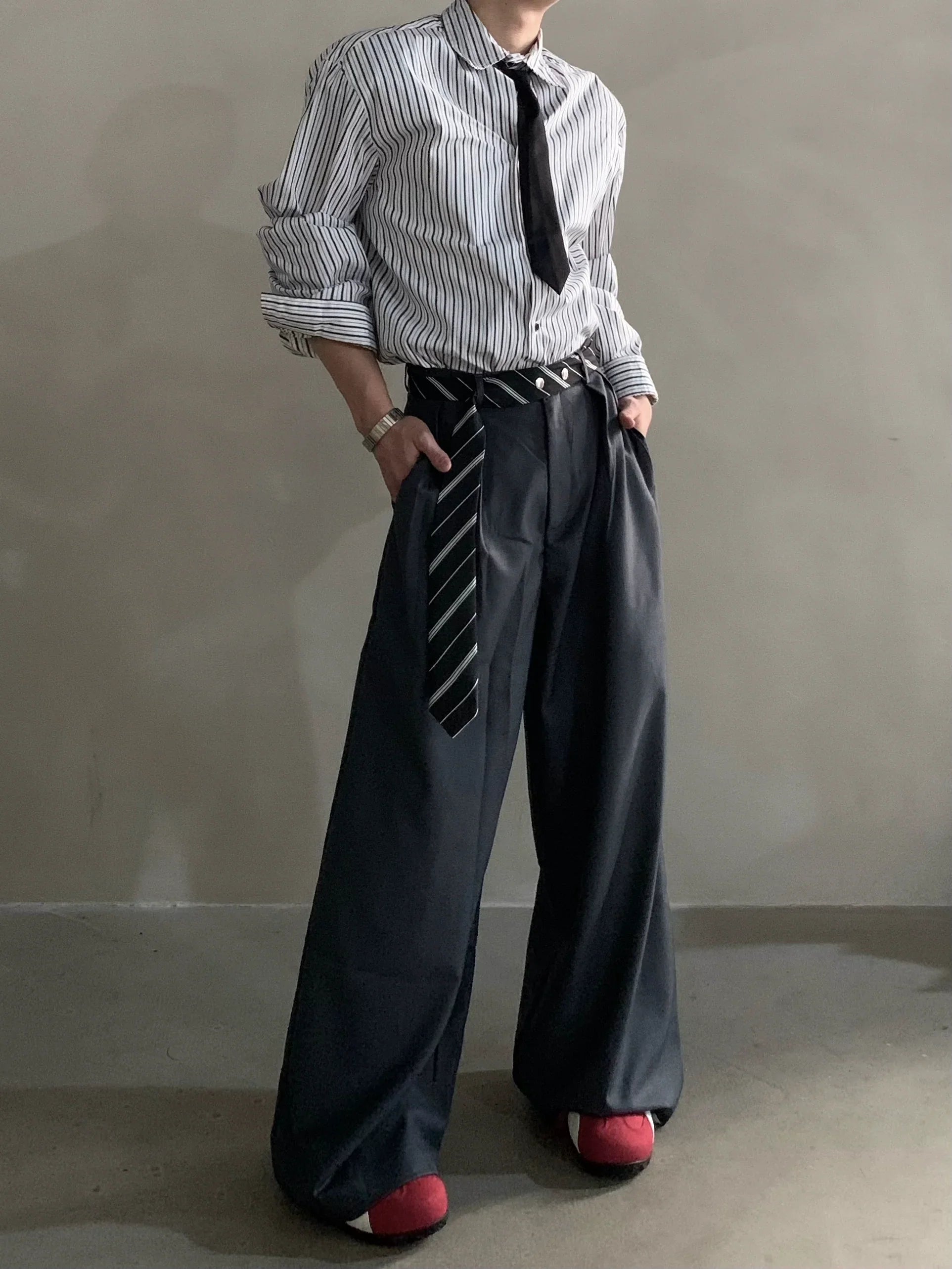 High-end niche scarf design scimitar casual pants  FE0678