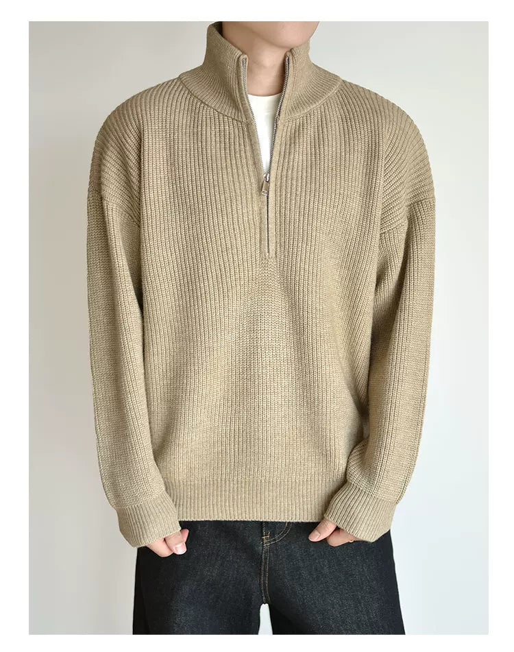 [Half Zipper] Knitted Sweater Sweater Autumn and Winter Thick Premium Pullover Jacket FE0726