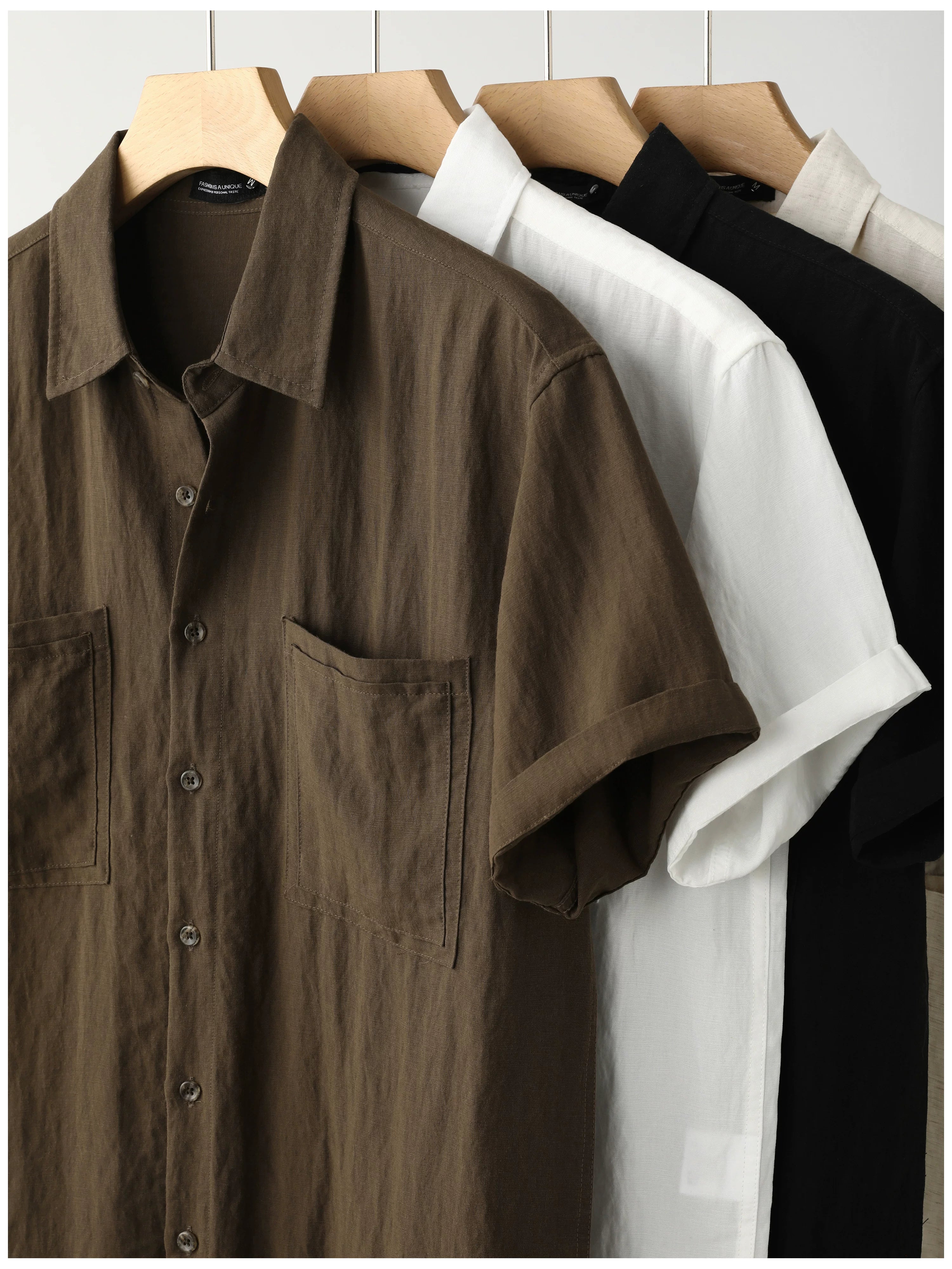 Lyocell Blended Linen Thin Breathable Short Sleeve Shirt FE0728