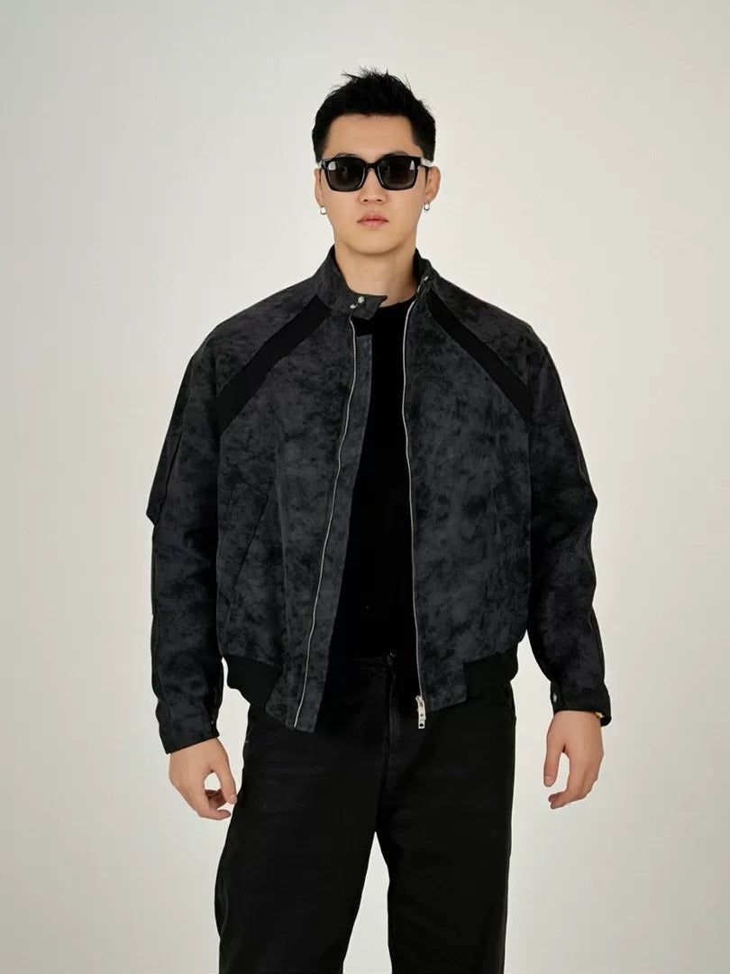 American tie-dye stand-up collar flight jacket FE0702