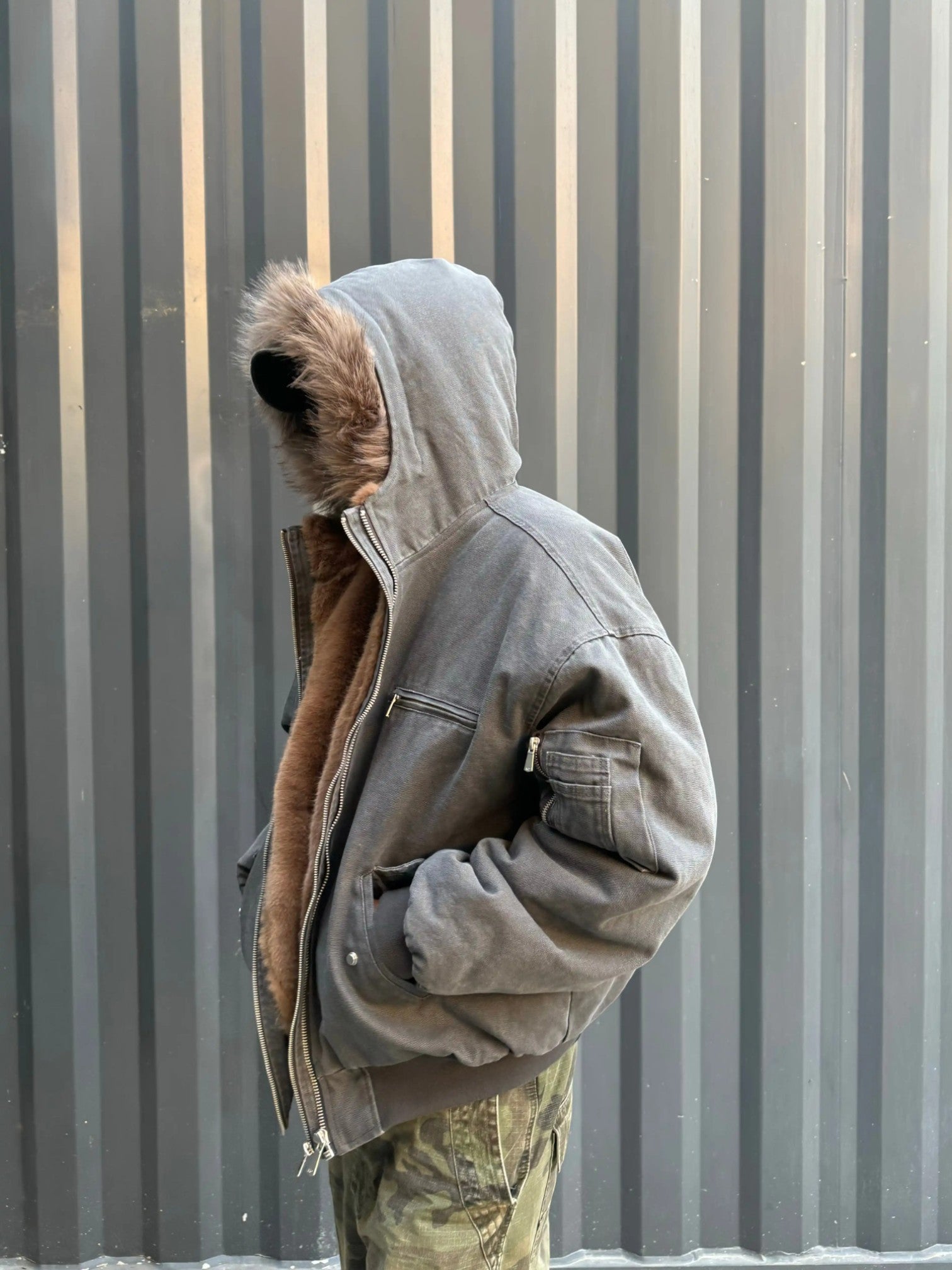 [Hermit] MULTI-ZIP FUR TRIM PADDED JACKET   FE0213