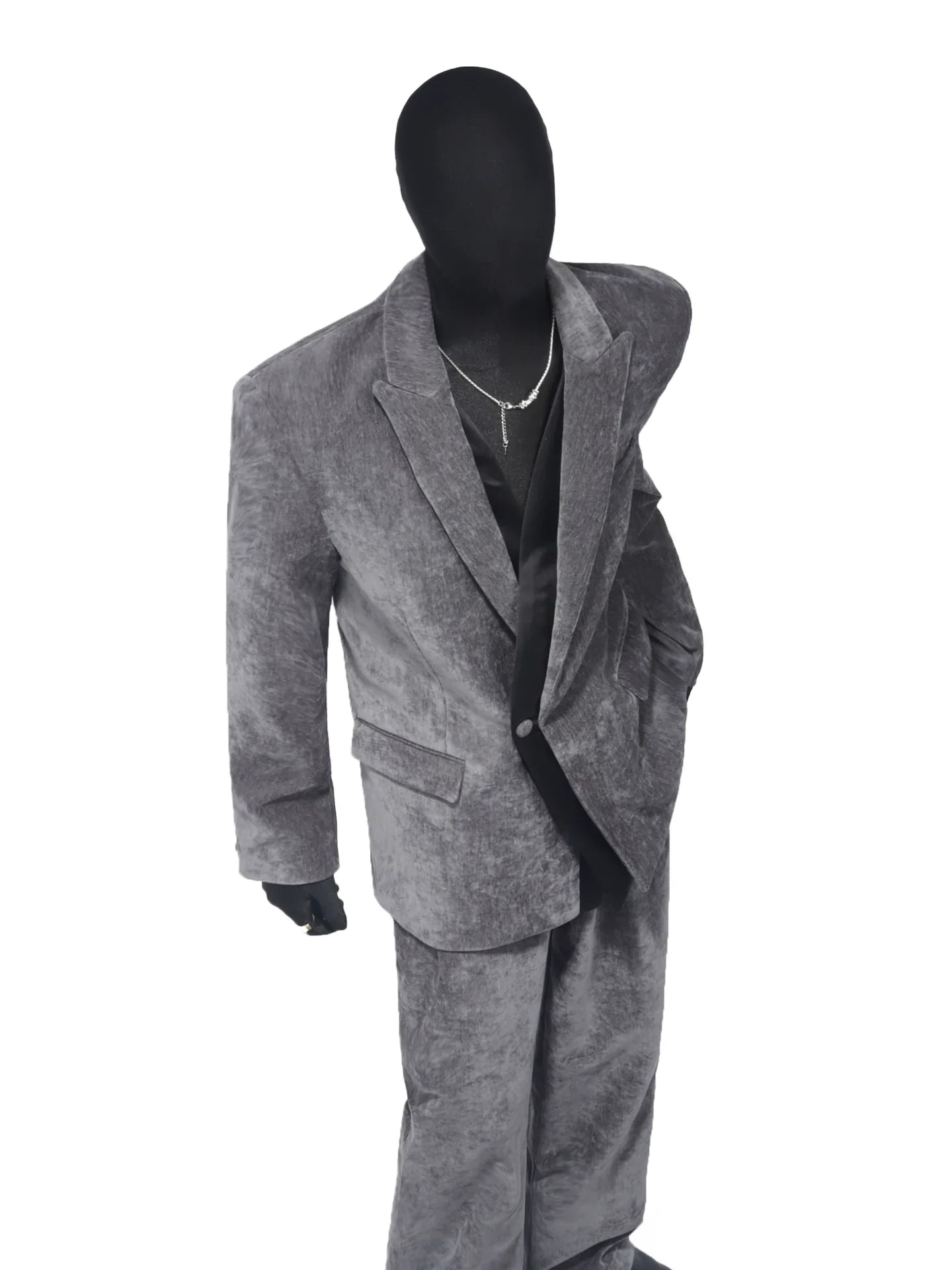 Autumn and winter chenille suit men's Korean version of ruffian handsome corduroy splicing blazer FE0595