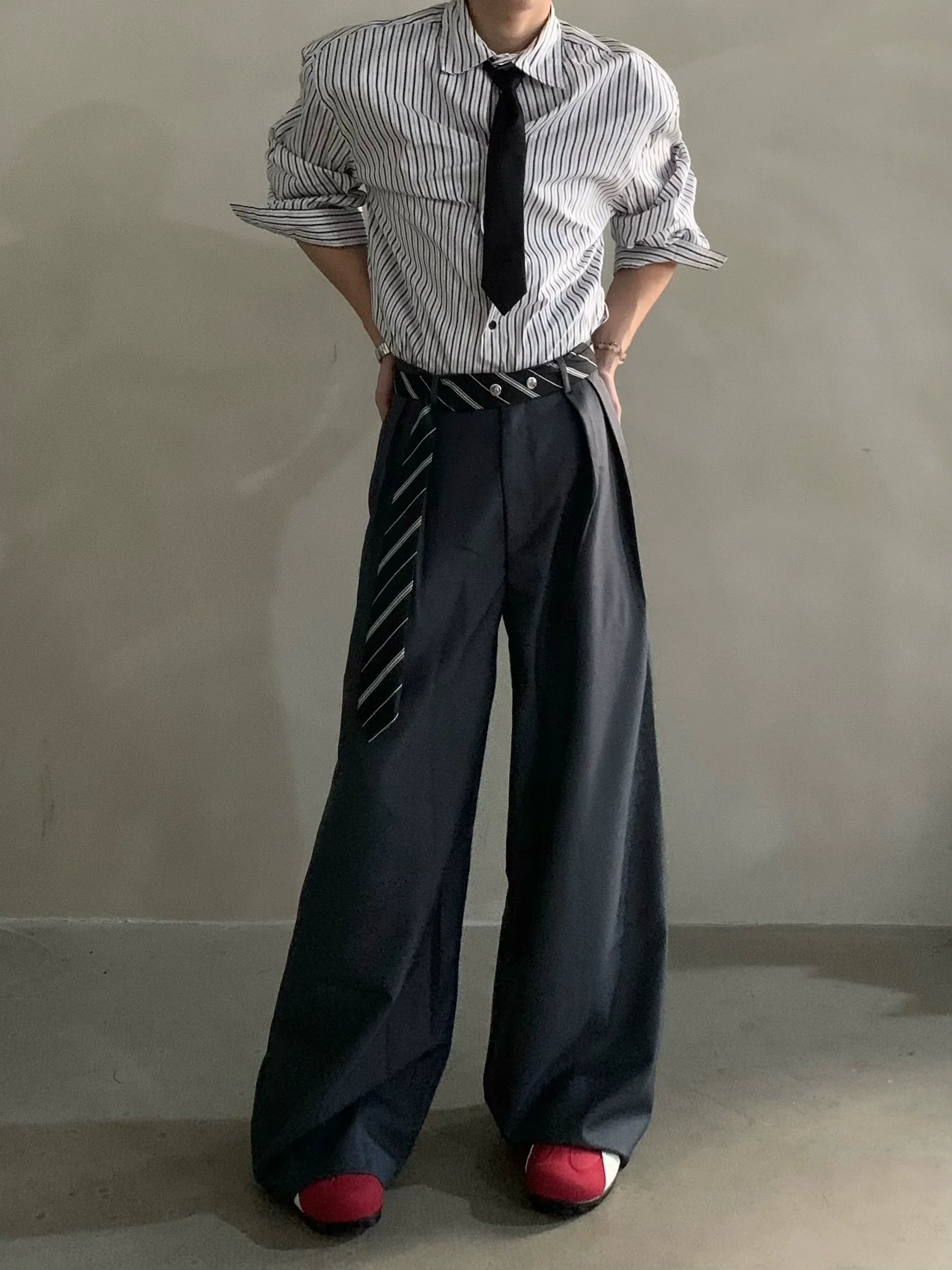 High-end niche scarf design scimitar casual pants  FE0678