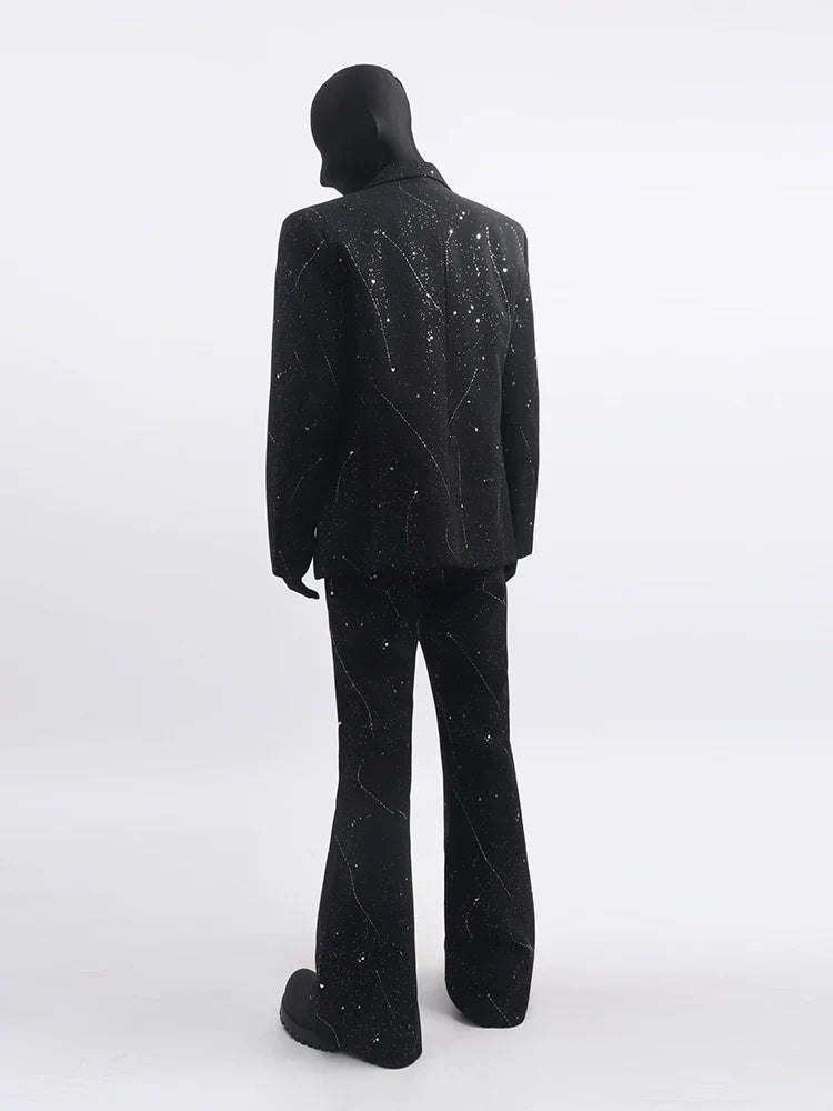 Black clothes high sense full of stars design blazer handsome fashion niche men's suit tide FE0591