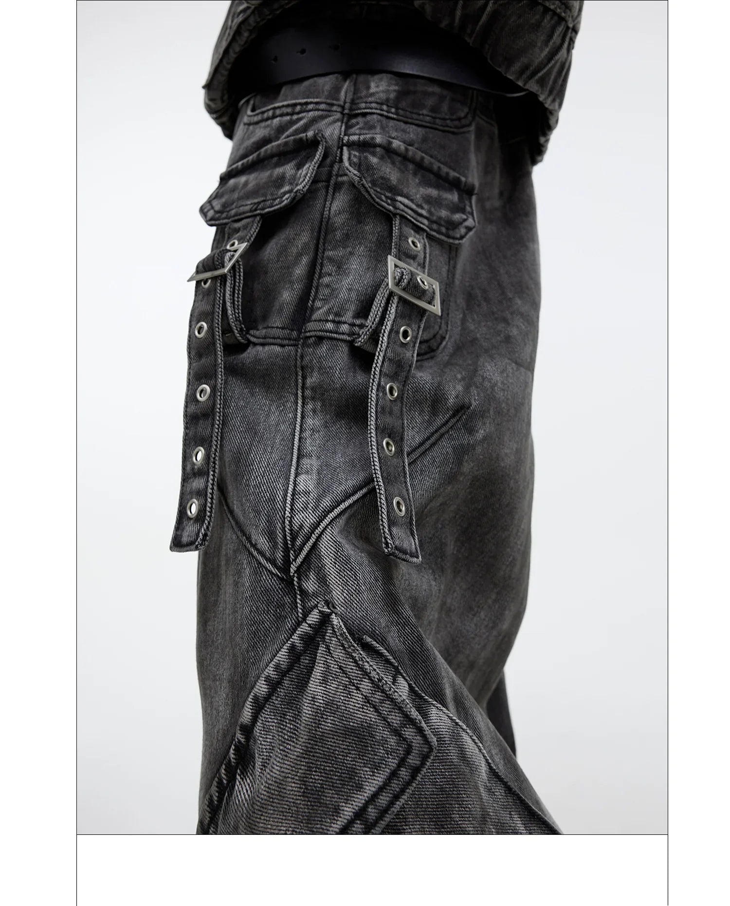 Niche retro old denim suit jacket jacket wasteland heavy zipper big pocket overalls FE0596