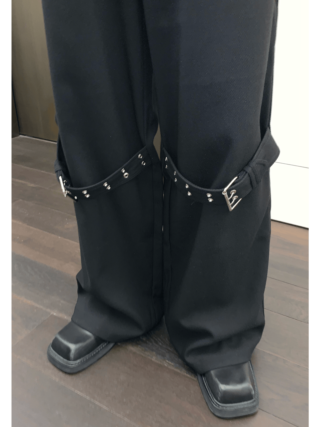 strap design straight suit pants  FE0413