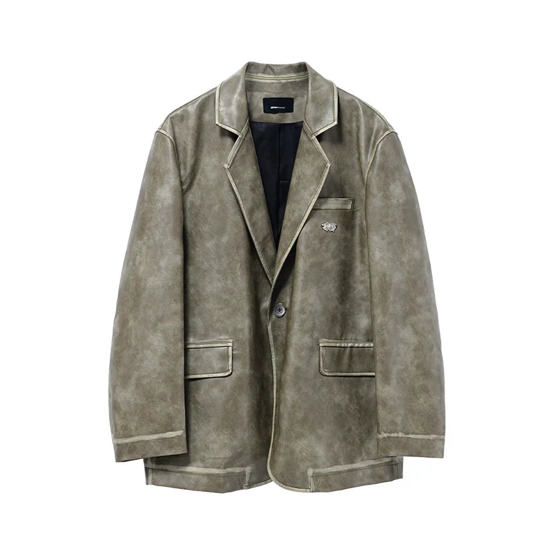 American retro Notting mountain leather suit for men and women, polished leather jacket FE0590