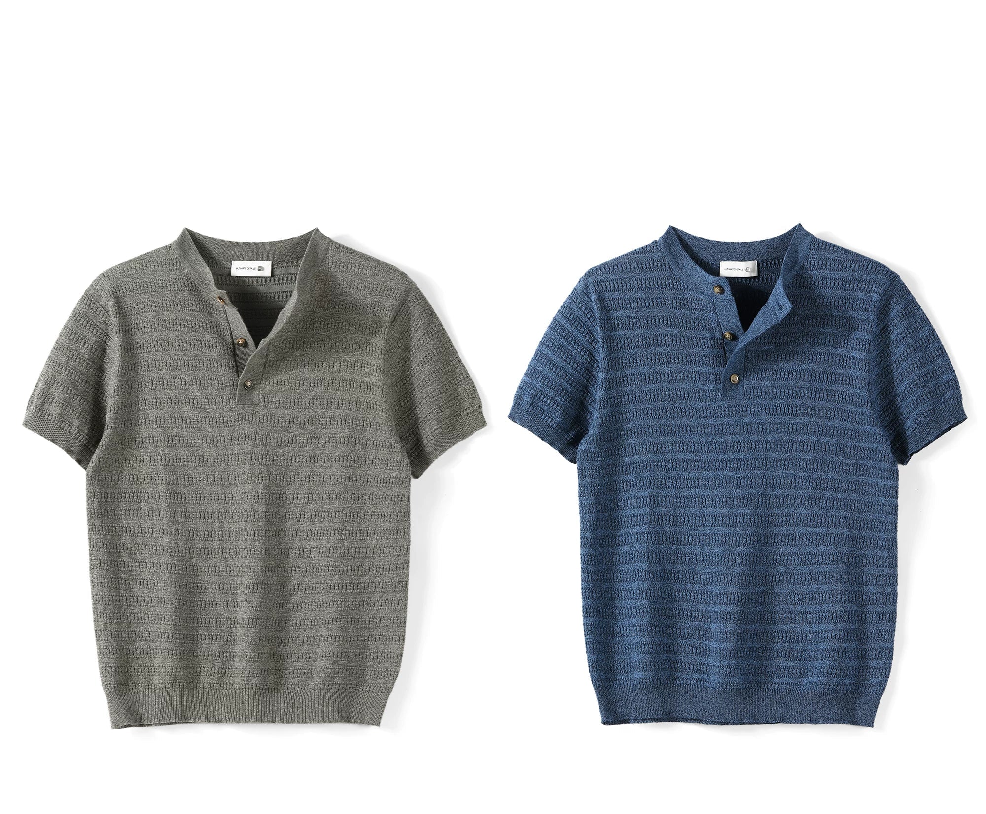 Jacquard horizontal pattern hollow texture knitted short-sleeved T-shirt FE0737