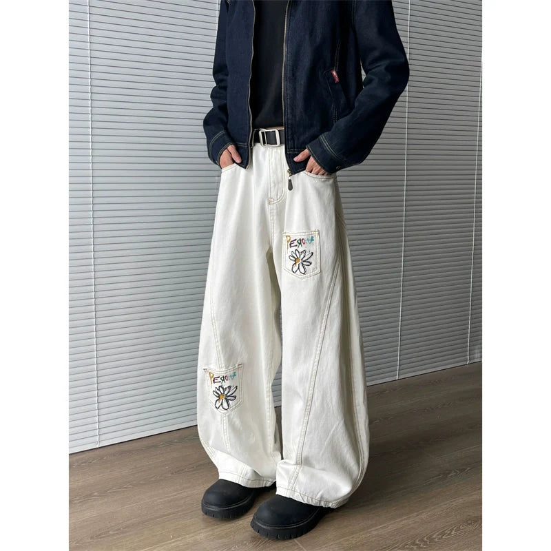 White Scimitar Jeans   FE0113