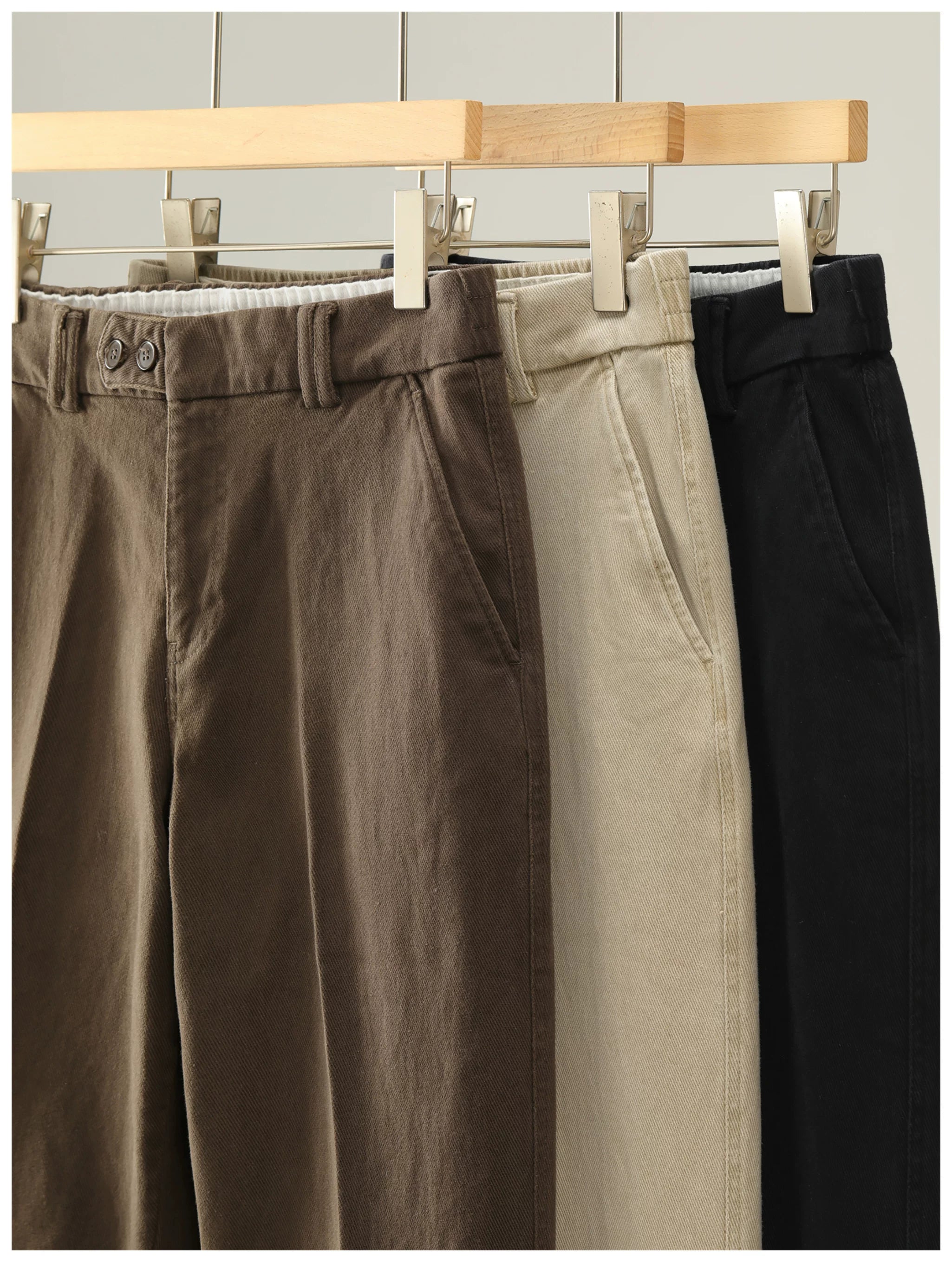 Tencel Lyocell Blended Men's Twill Straight Casual Pants FE0736