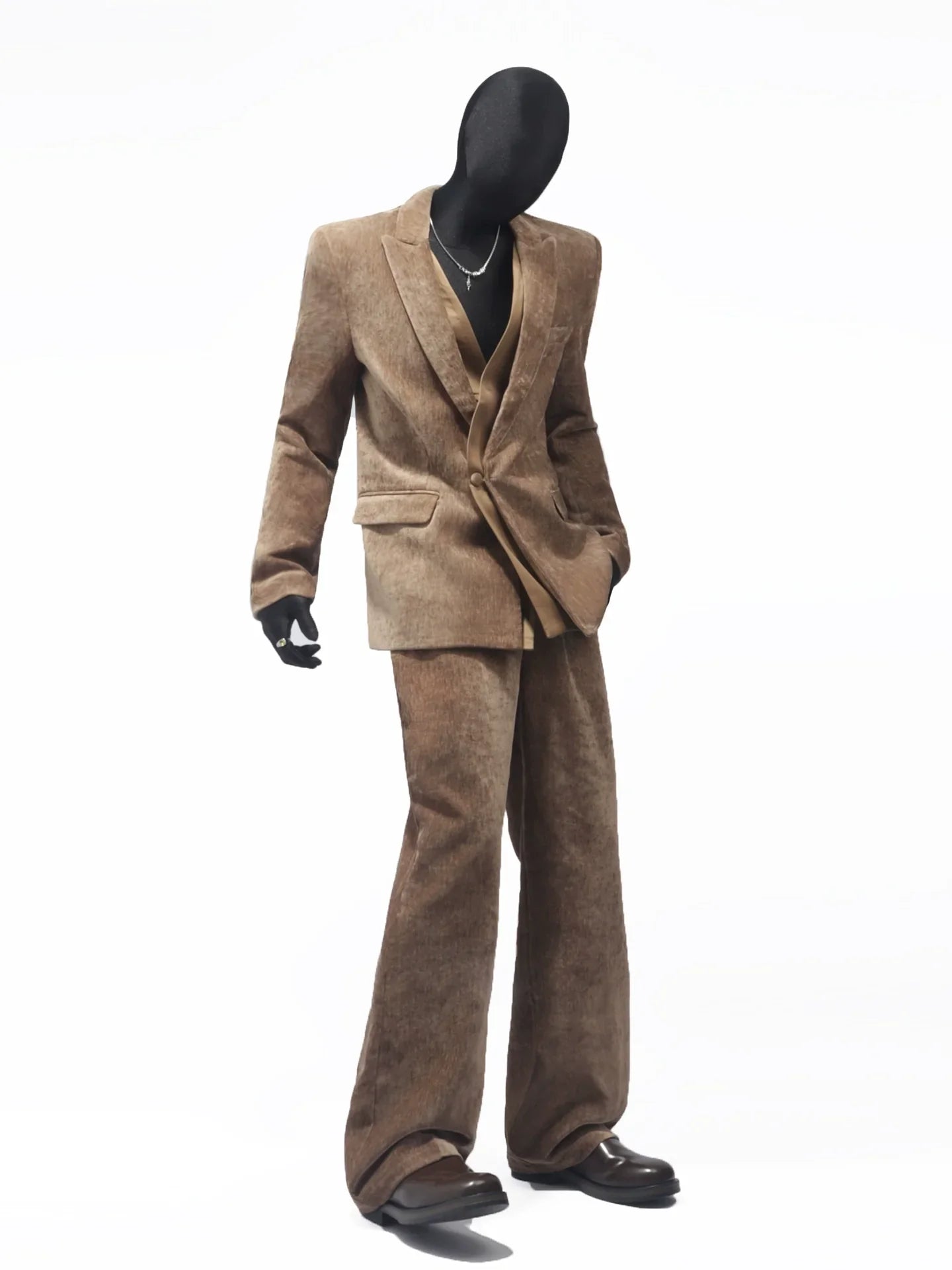 Autumn and winter chenille suit men's Korean version of ruffian handsome corduroy splicing blazer FE0595