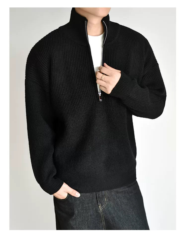 [Half Zipper] Knitted Sweater Sweater Autumn and Winter Thick Premium Pullover Jacket FE0726