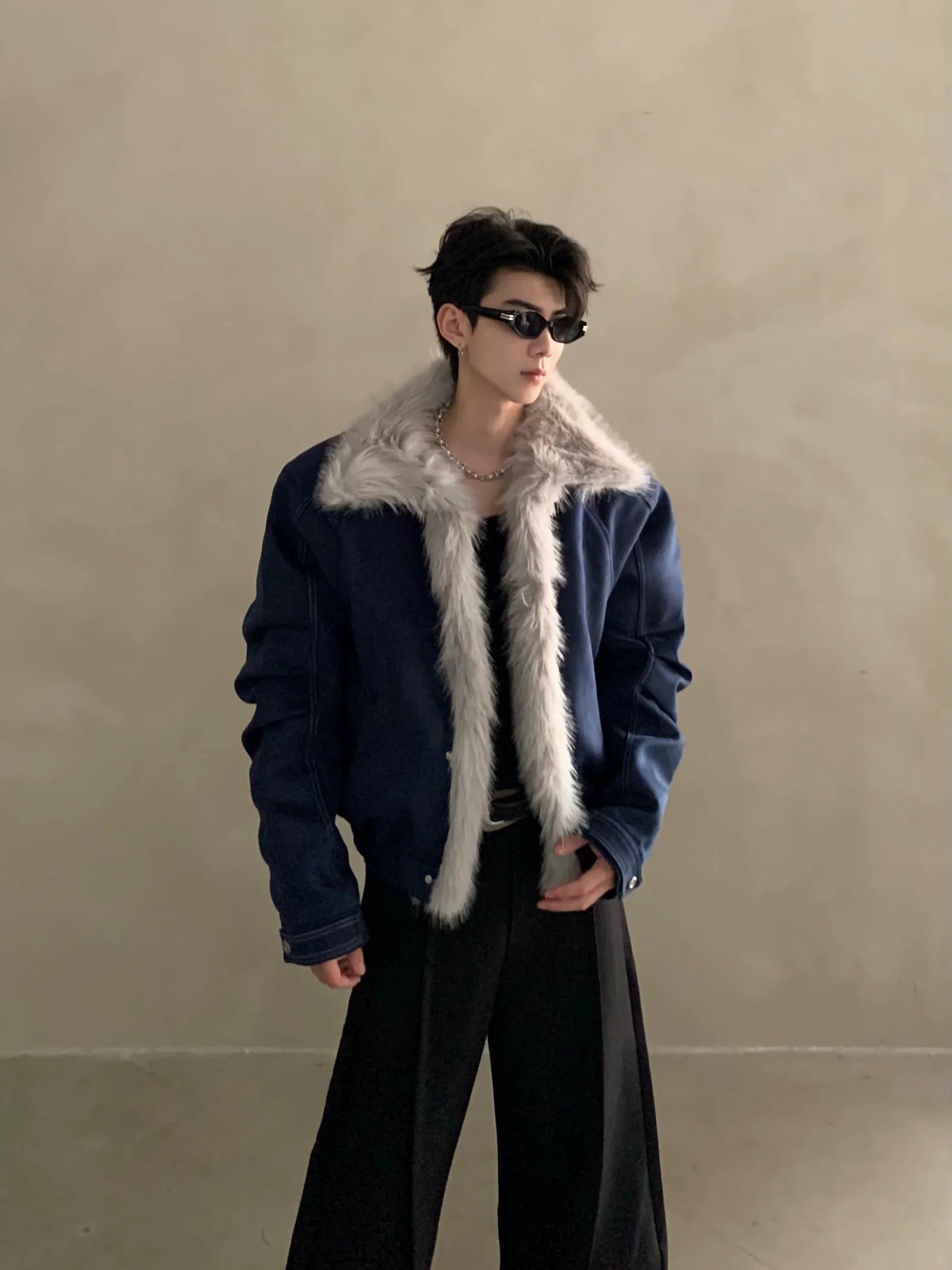 Winter niche high-end ruffian handsome sweater-neck cotton-padded jacket for men with thickened thermal seat mountain carving cotton-padded jacket  FE0636