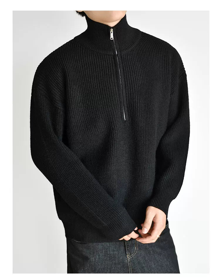 [Half Zipper] Knitted Sweater Sweater Autumn and Winter Thick Premium Pullover Jacket FE0726