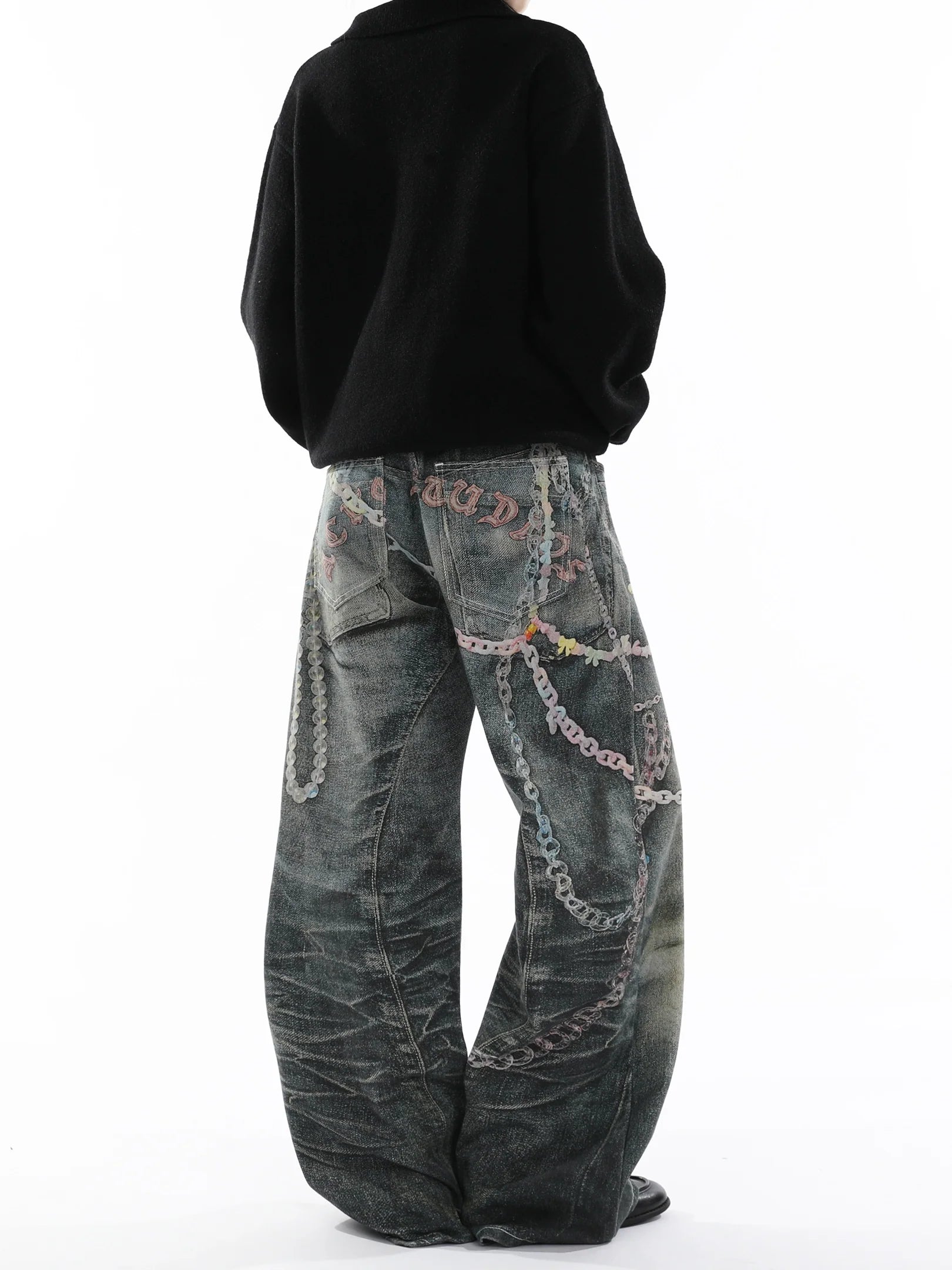 American Printed Straight Jeans   FE0112