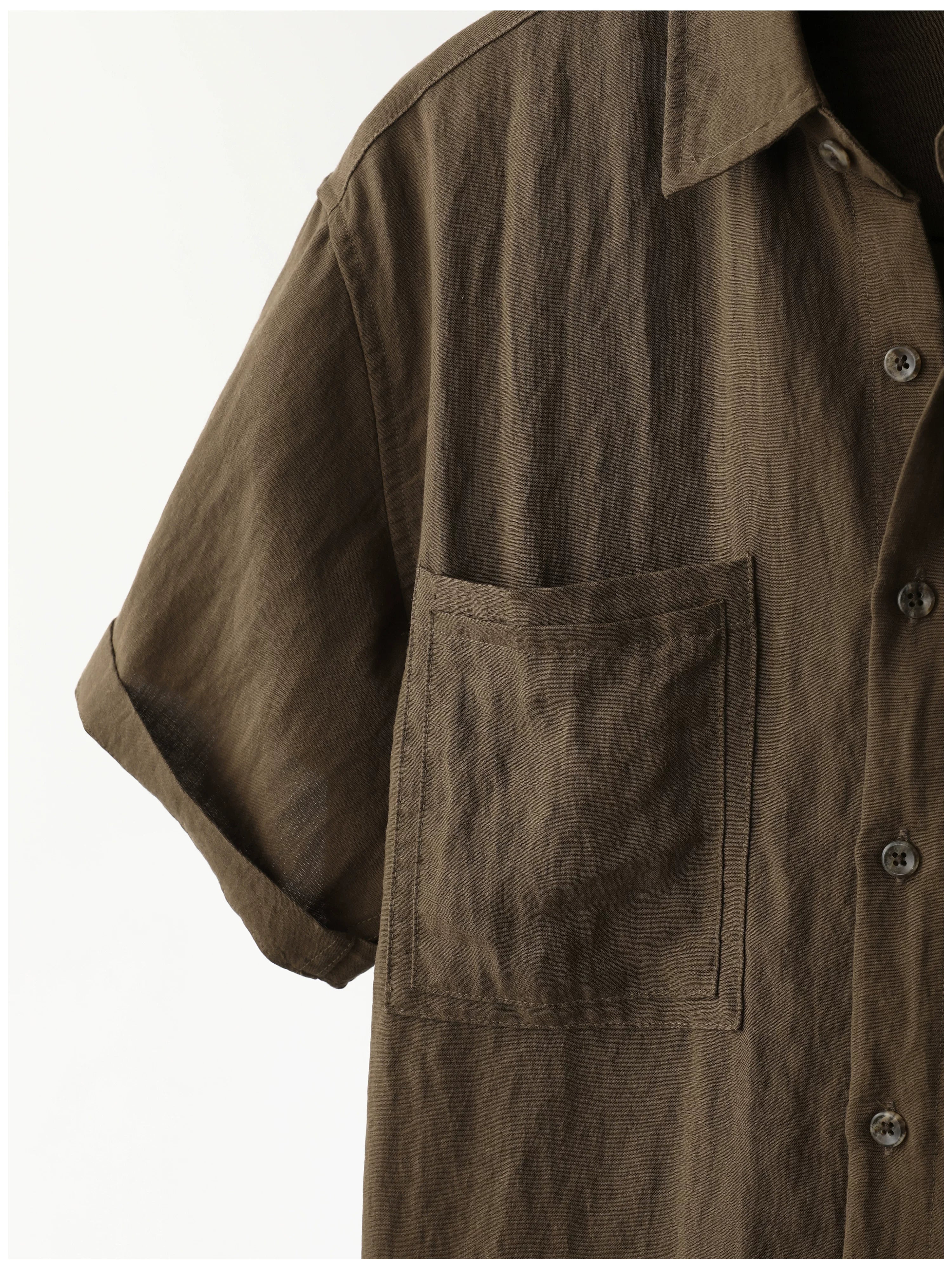 Lyocell Blended Linen Thin Breathable Short Sleeve Shirt FE0728
