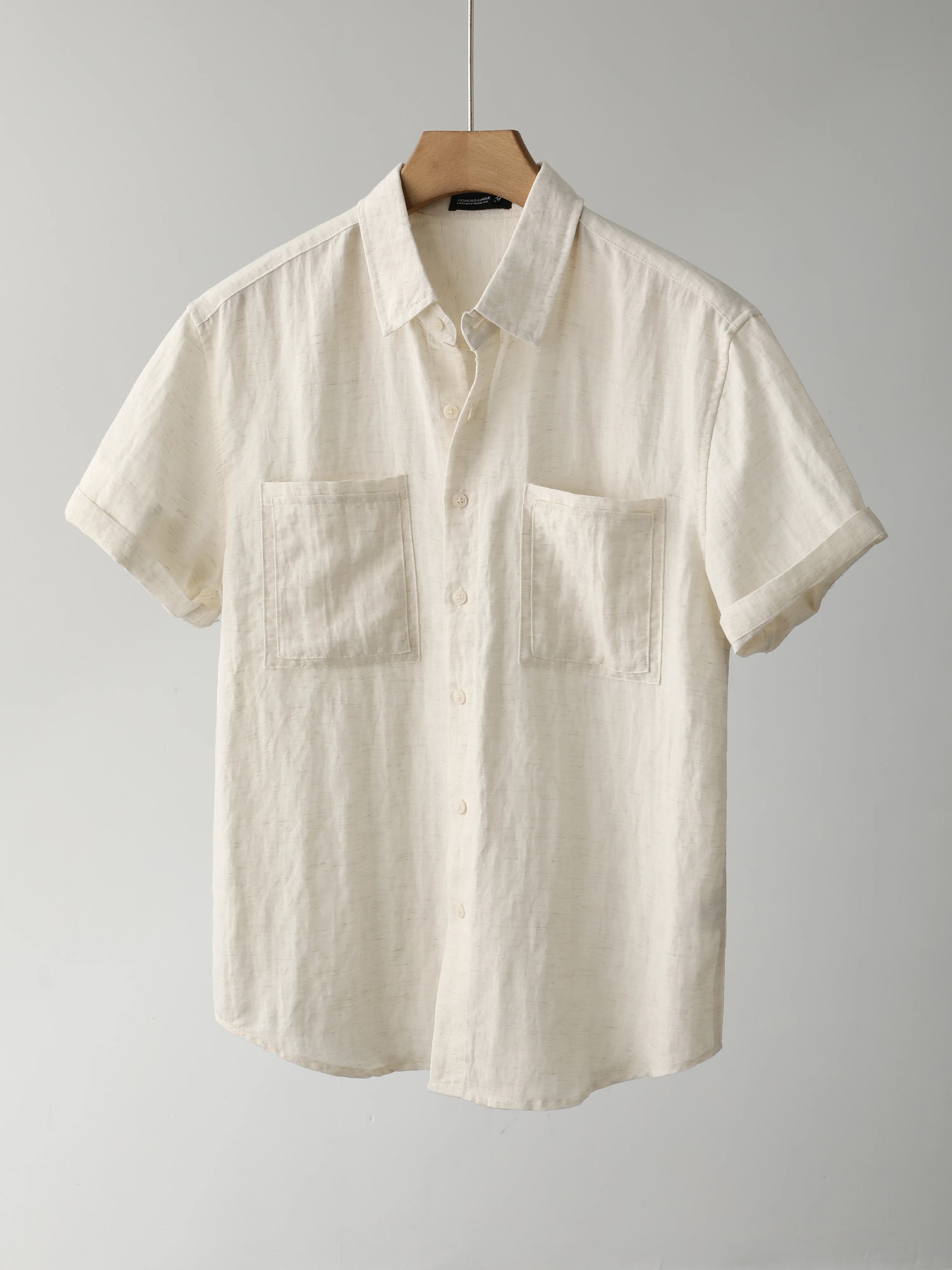 Lyocell Blended Linen Thin Breathable Short Sleeve Shirt FE0728