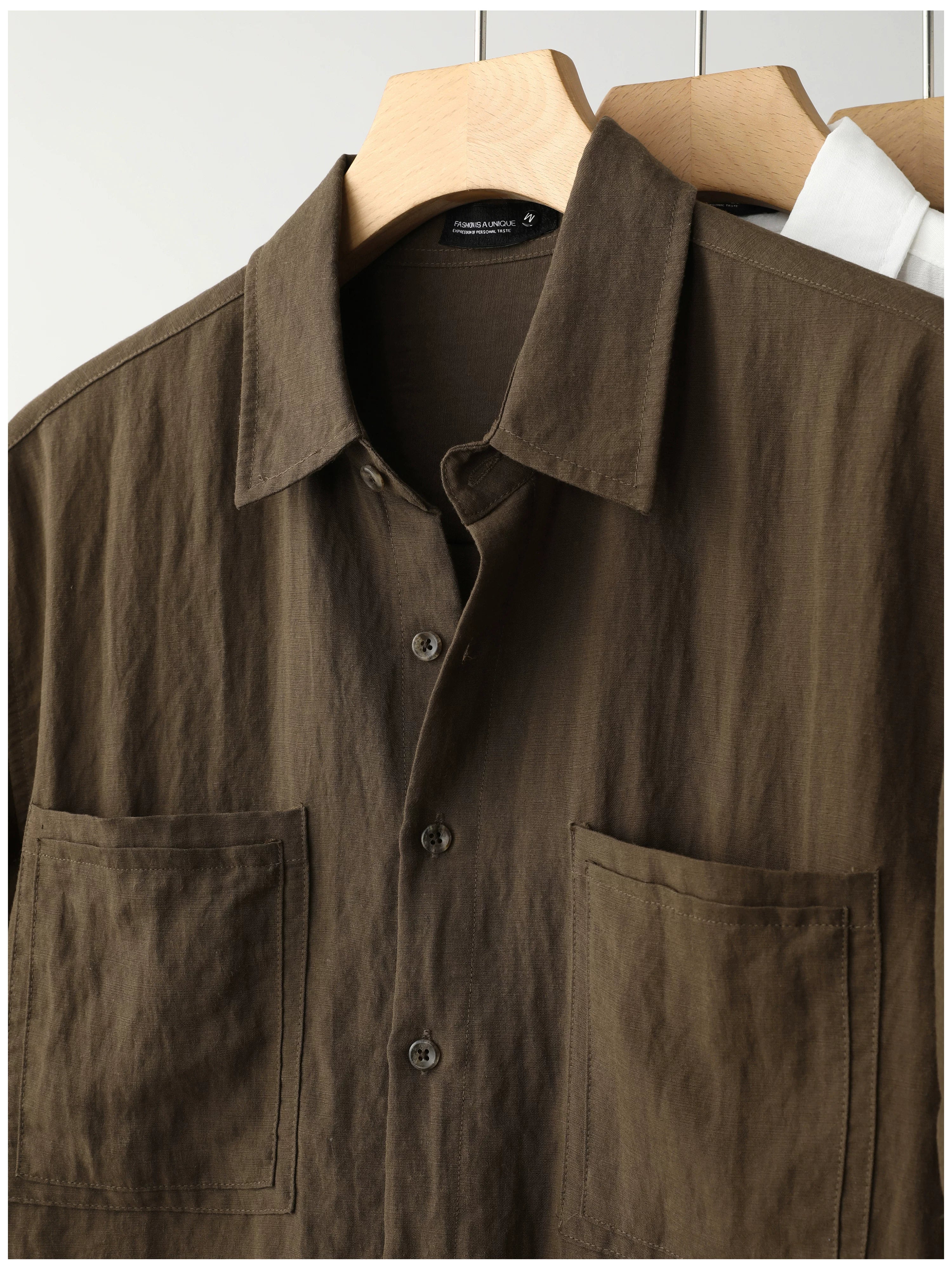 Lyocell Blended Linen Thin Breathable Short Sleeve Shirt FE0728