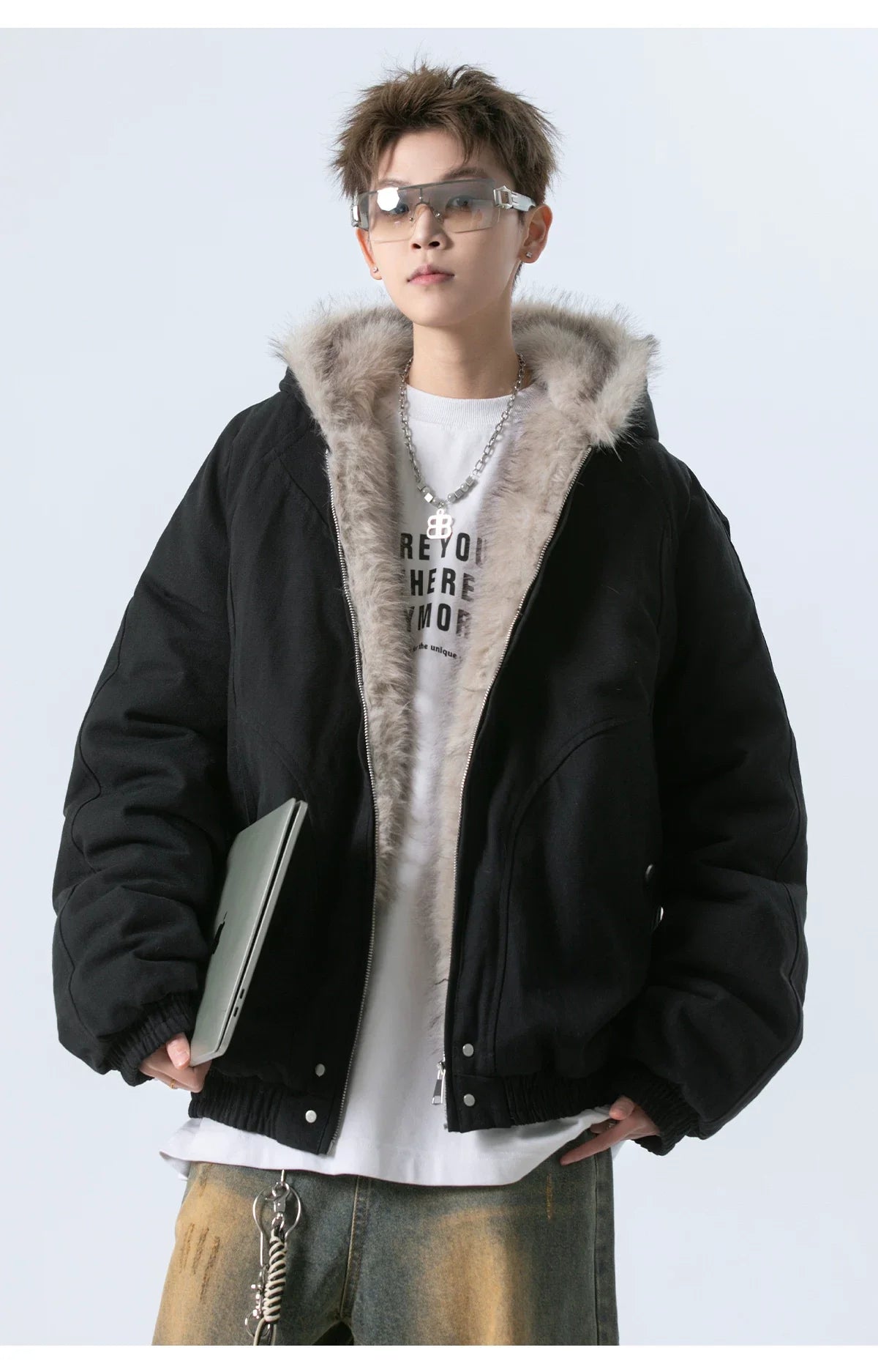 American big fur collar thickened jacket  FE0261