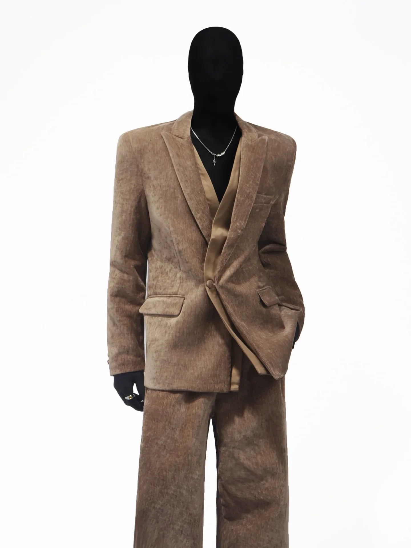 Autumn and winter chenille suit men's Korean version of ruffian handsome corduroy splicing blazer FE0595
