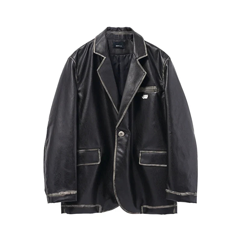 American retro Notting mountain leather suit for men and women, polished leather jacket FE0590
