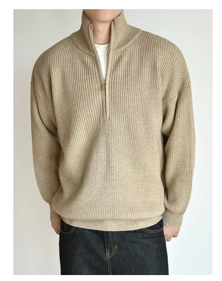 [Half Zipper] Knitted Sweater Sweater Autumn and Winter Thick Premium Pullover Jacket FE0726