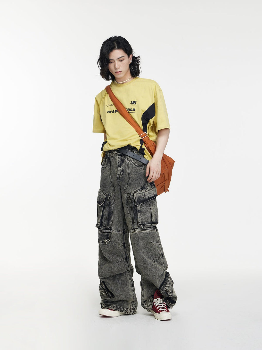 Multi-pocket wide leg casual jeans FE0420