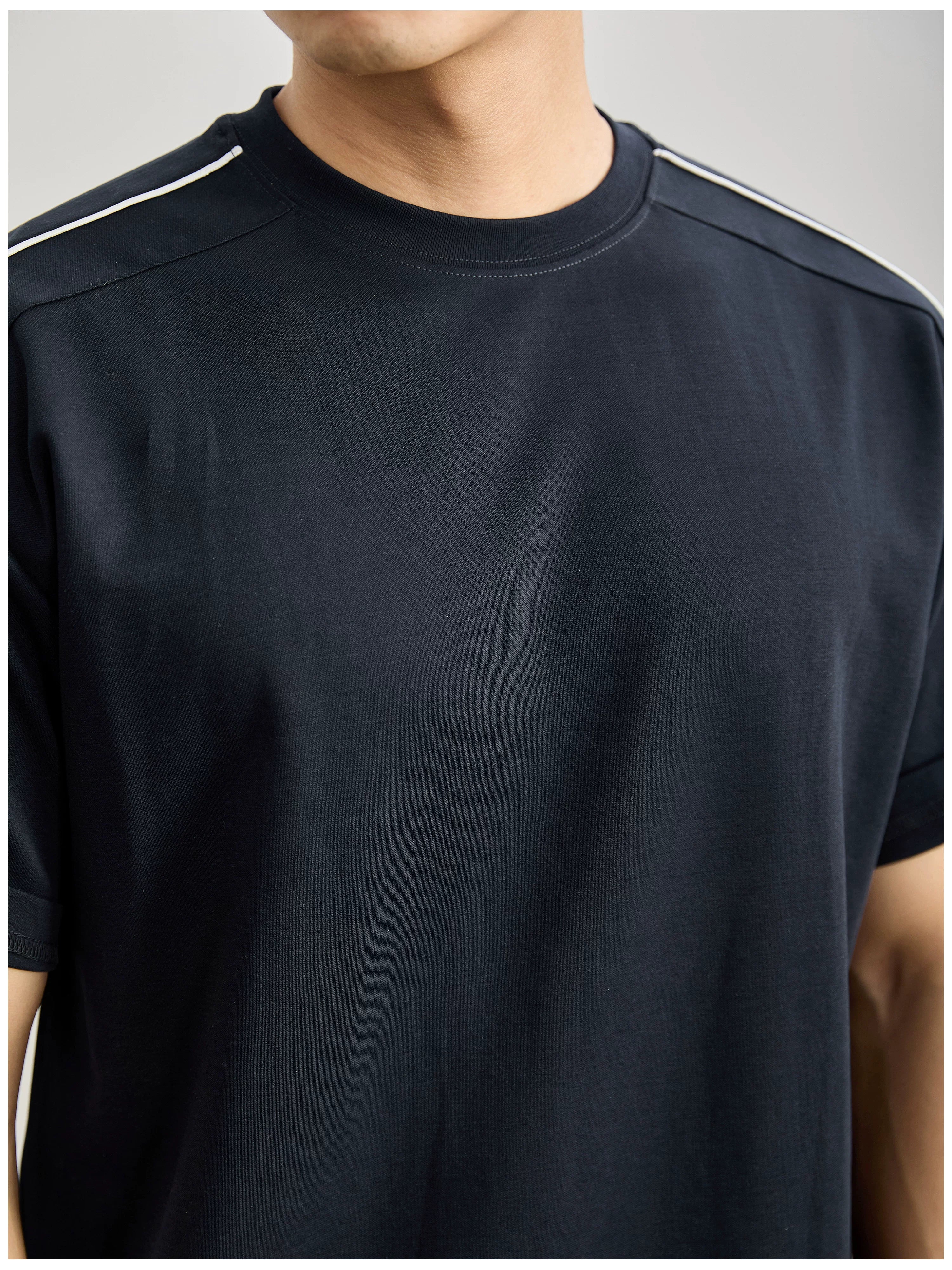 Simple washed cotton short-sleeved T-shirt FE0738