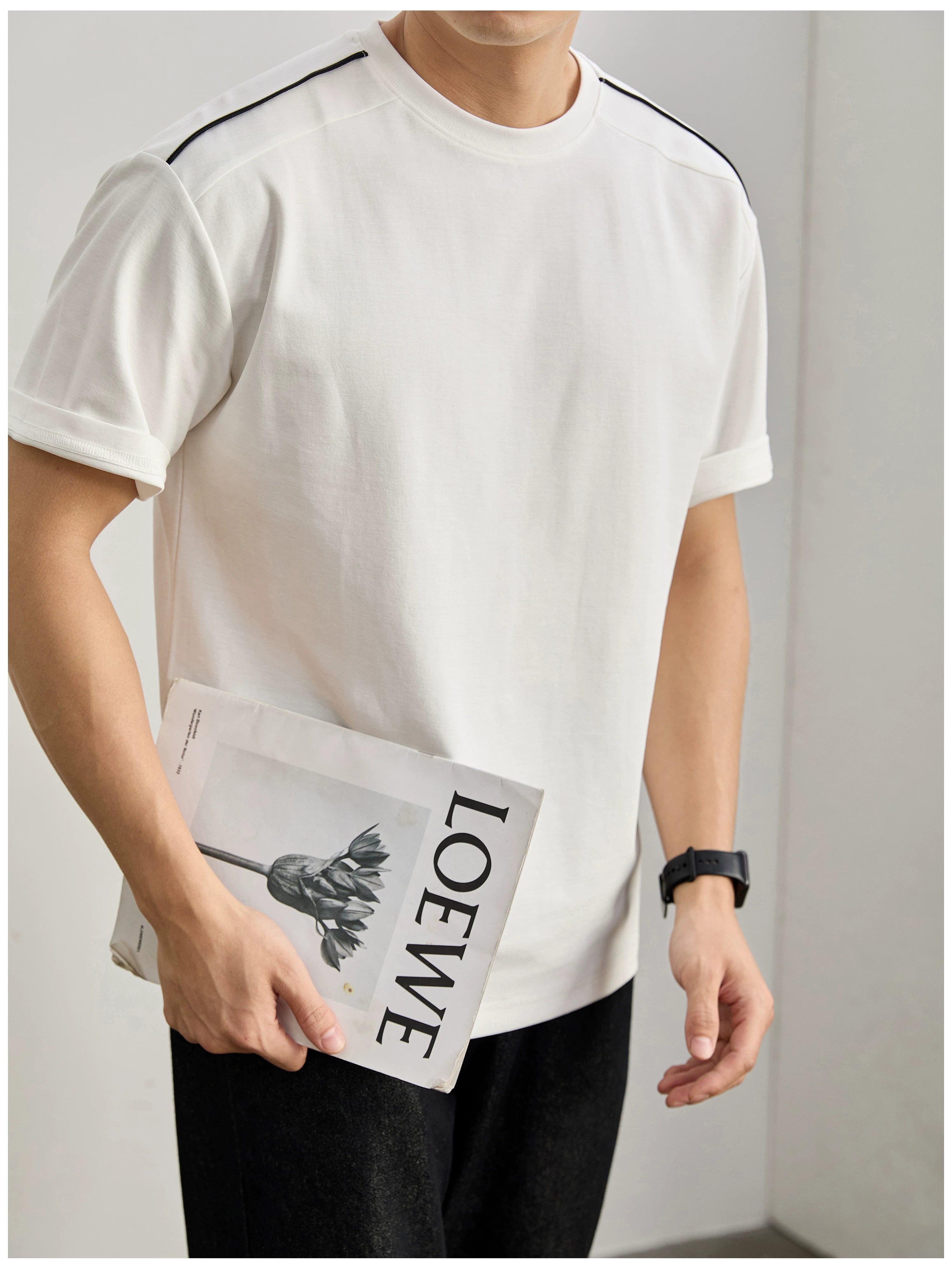 Simple washed cotton short-sleeved T-shirt FE0738