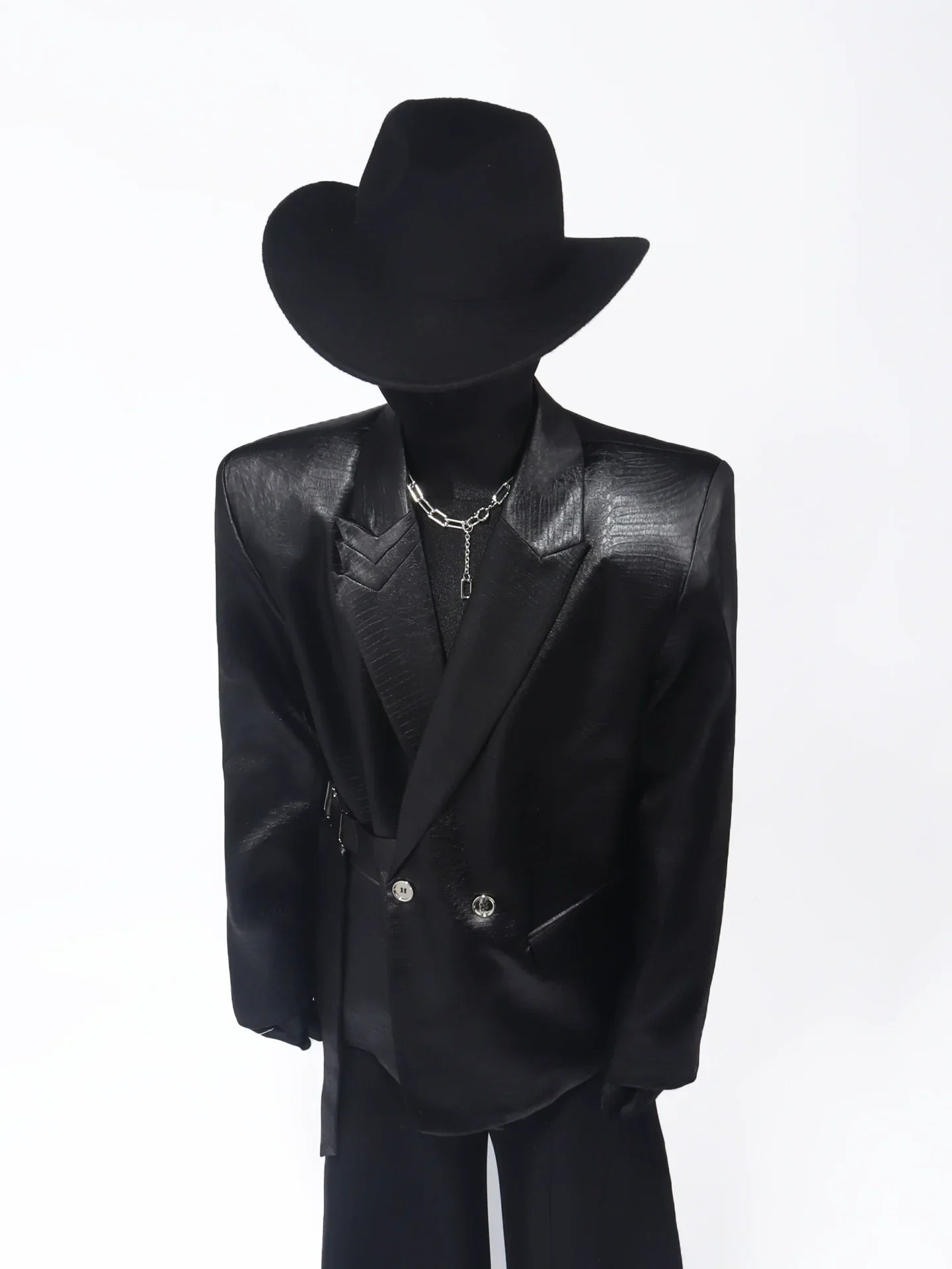 Premium buckle heavy industry shoulder padded blazer male ruffian handsome niche design suit FE0594