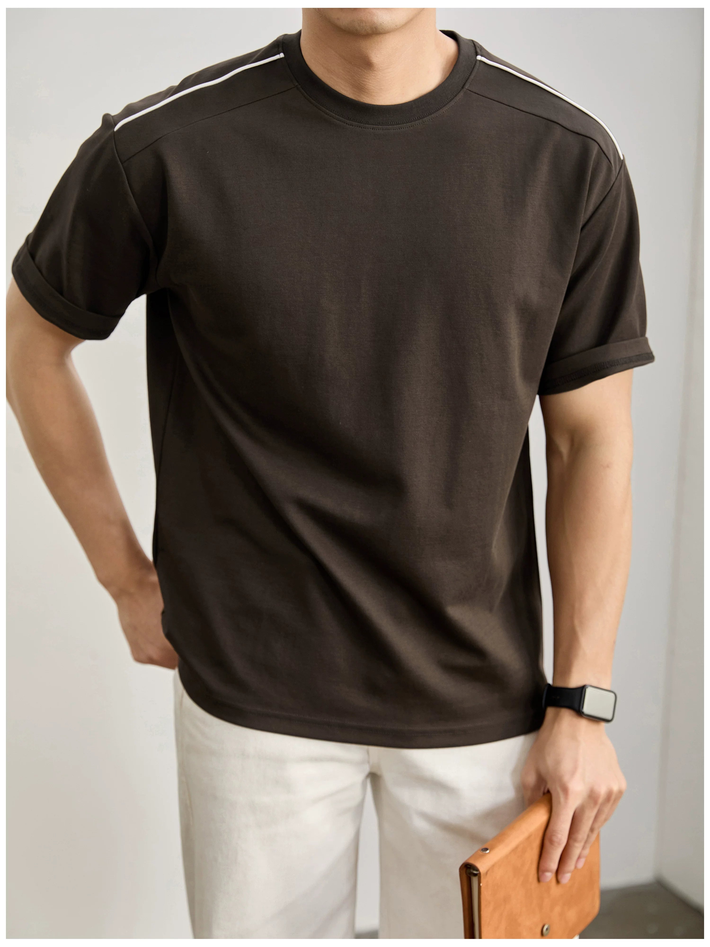 Simple washed cotton short-sleeved T-shirt FE0738
