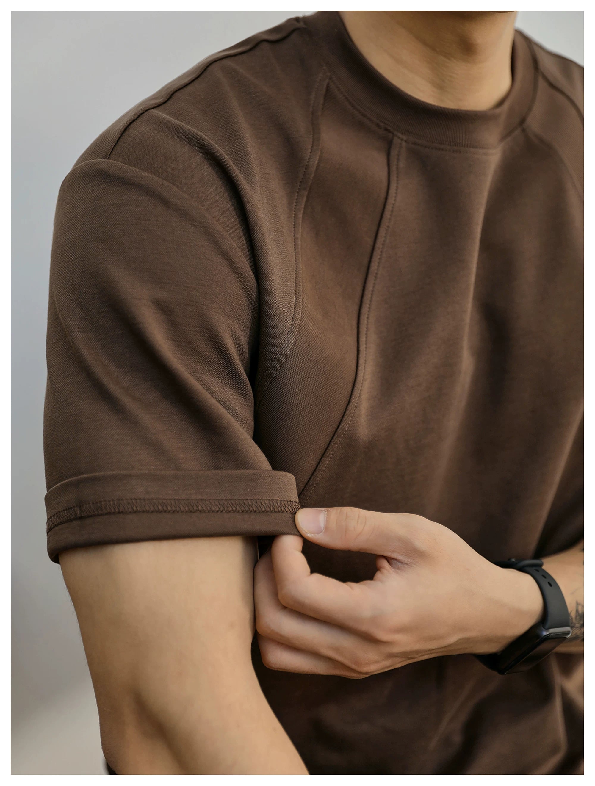 Summer American Splicing Micro Wide Half Sleeve Deconstruction Crisp T-Shirt FE0734
