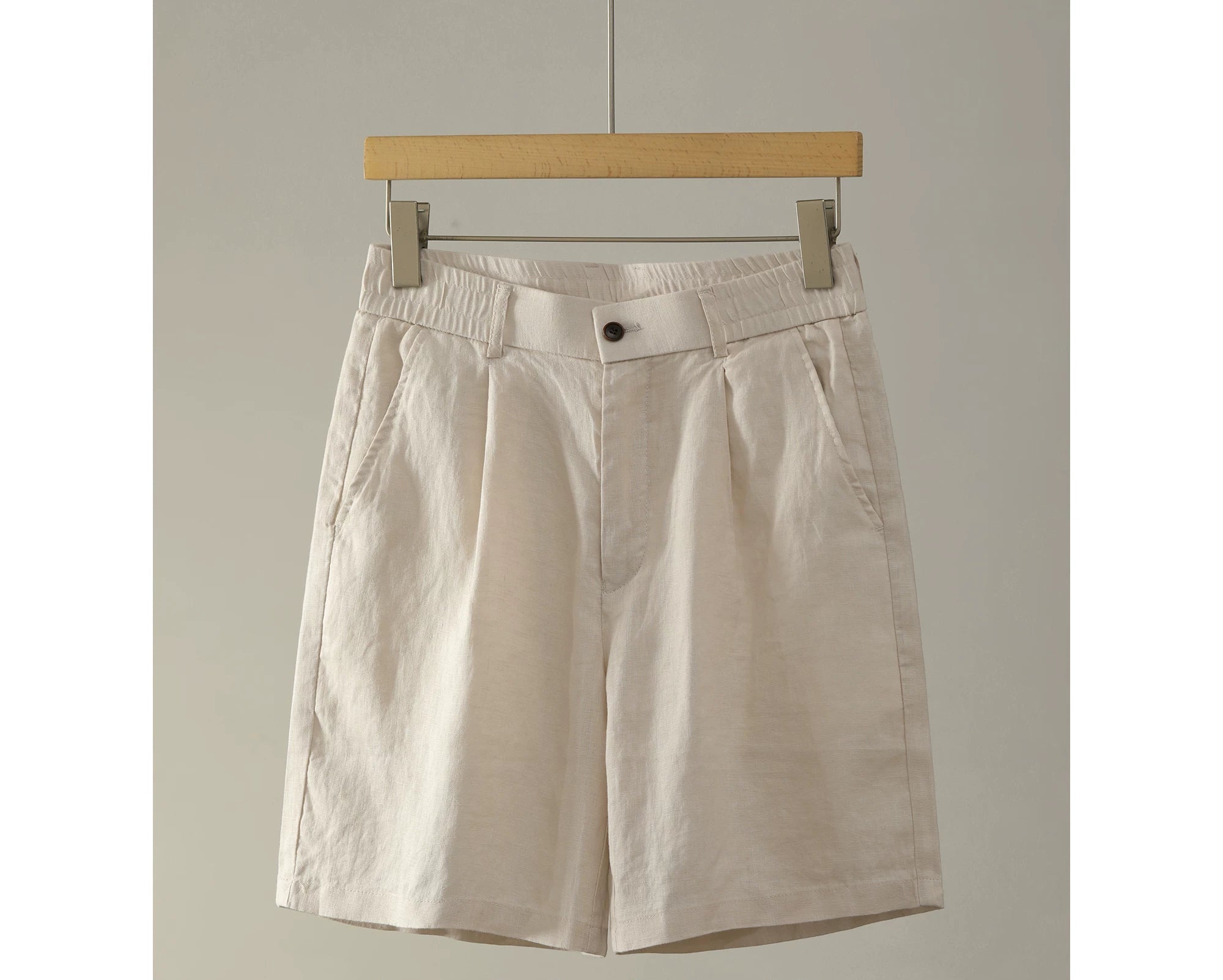 Old Money Drop Straight Double Pleated 100% Pure Linen Shorts FE0729