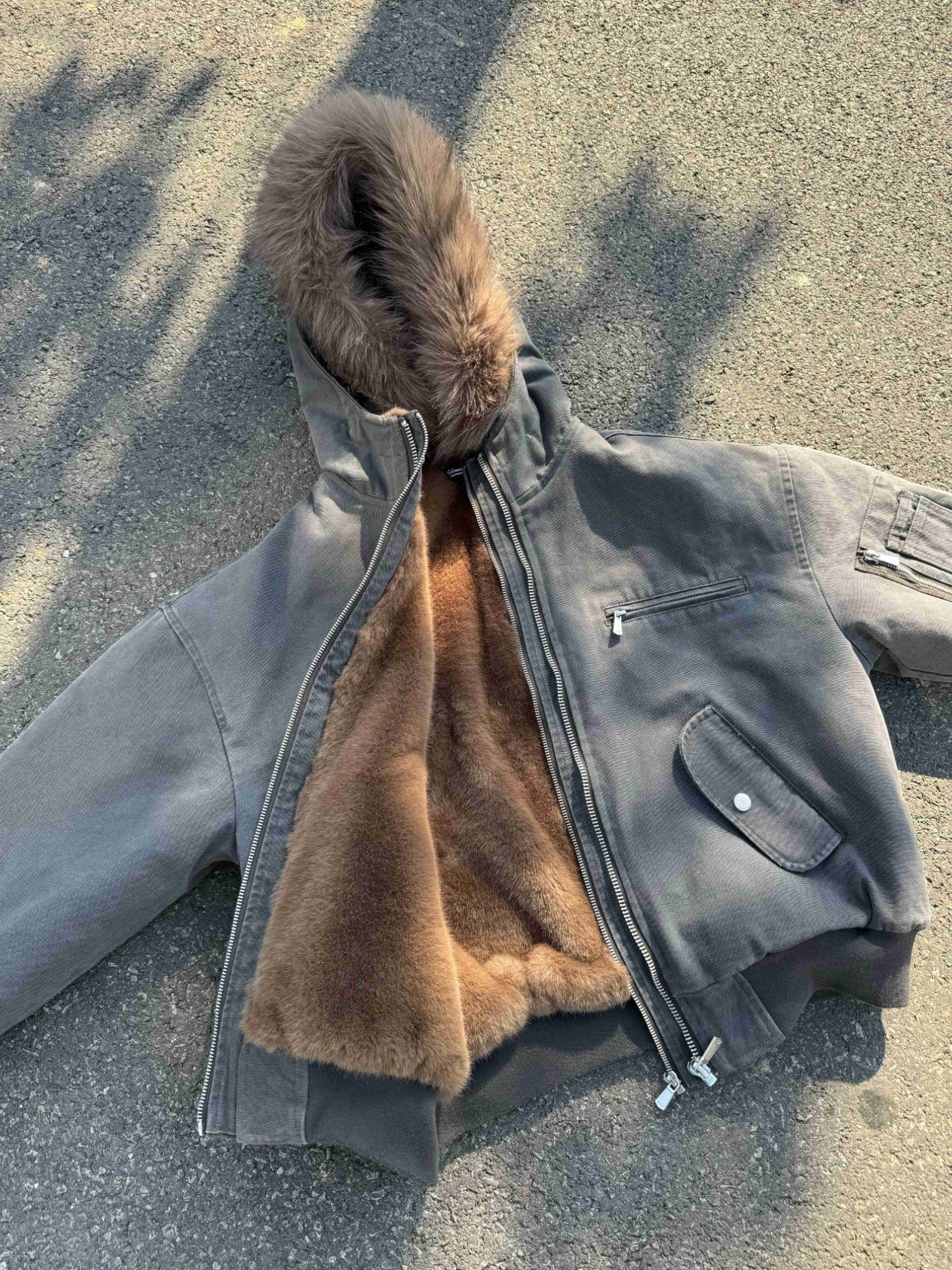 [Hermit] MULTI-ZIP FUR TRIM PADDED JACKET   FE0213