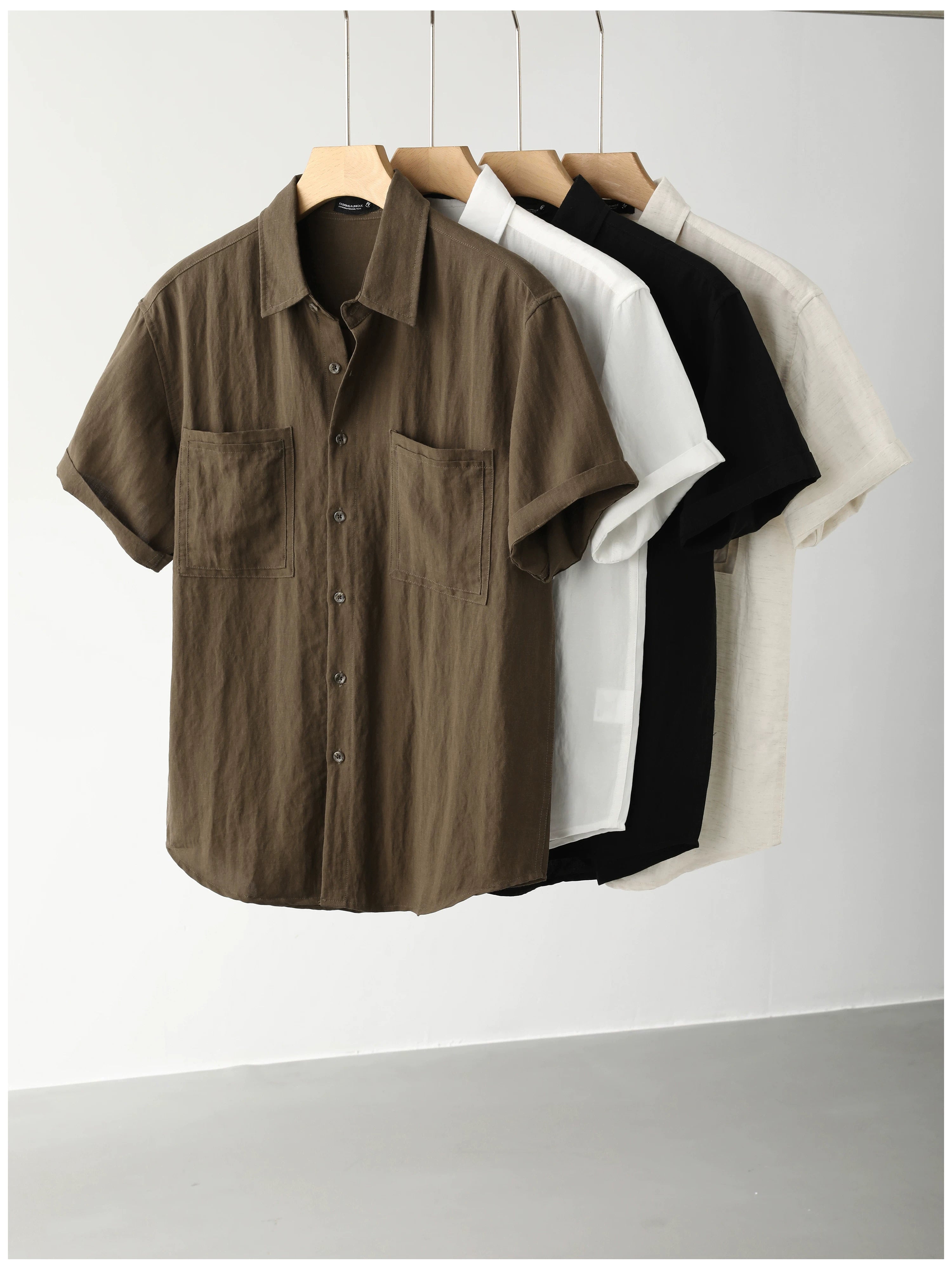 Lyocell Blended Linen Thin Breathable Short Sleeve Shirt FE0728