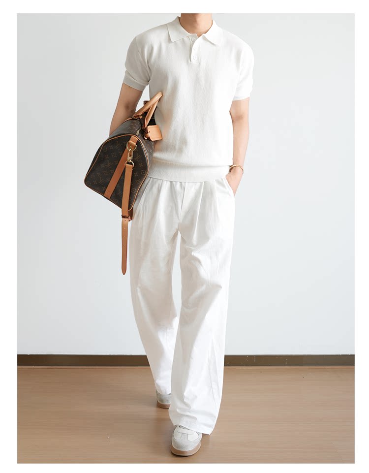 Old Money Wind Lapel POLO Shirt Knitted Short Sleeve Summer Thin Breathable Slim Fit FE0719