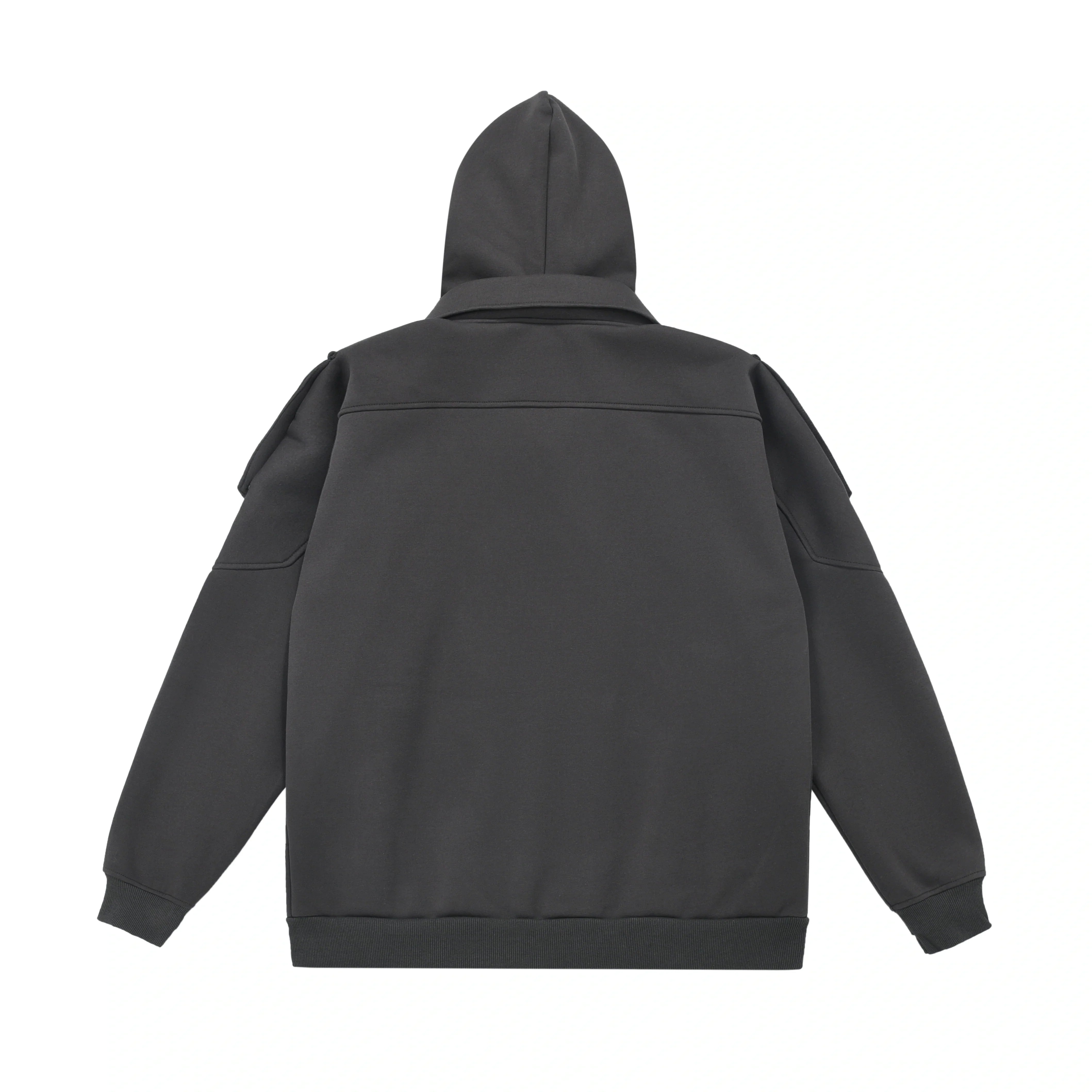 LAYERED-LOOK STAND-COLLAR ZIP HOODIE  FE0511