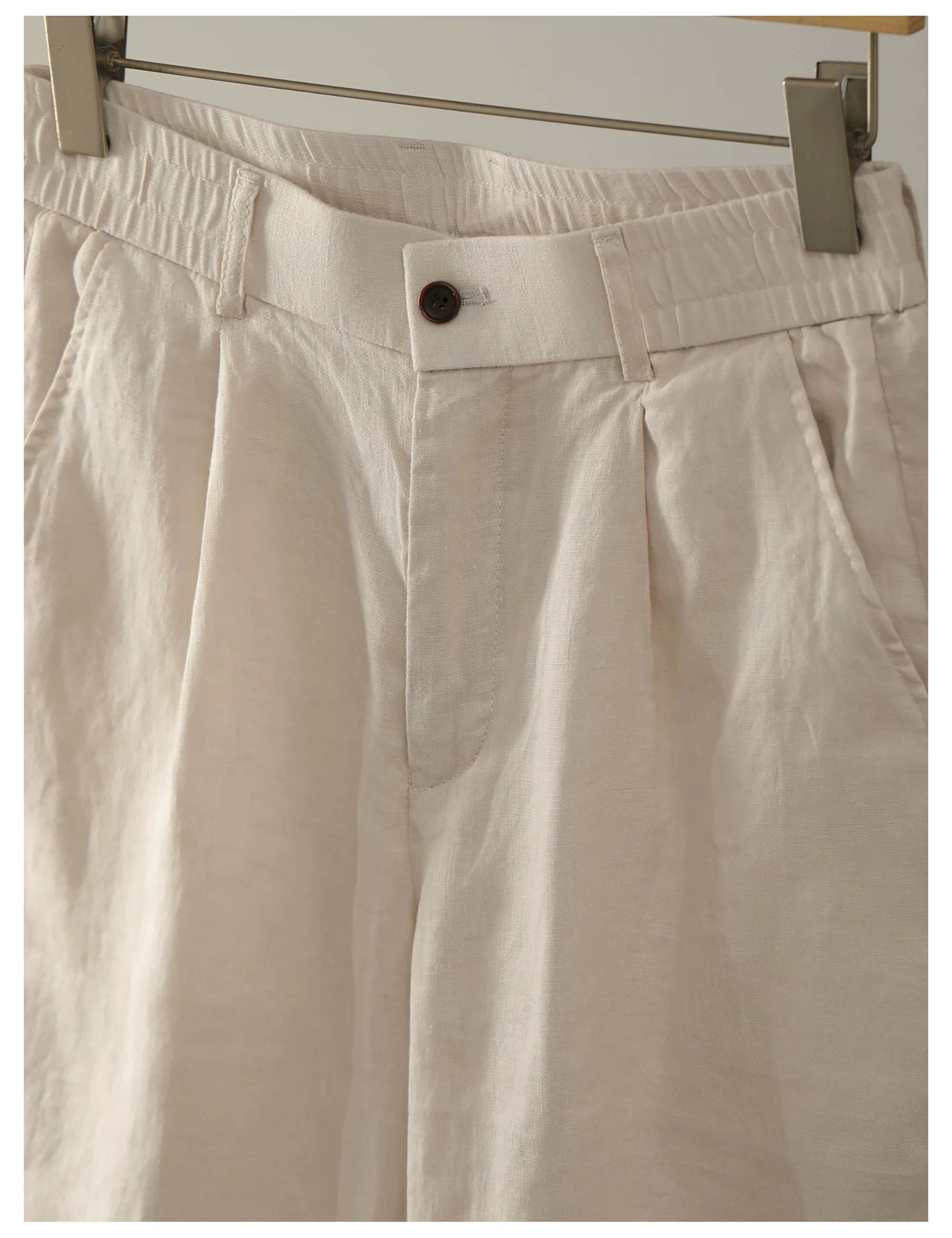 Old Money Drop Straight Double Pleated 100% Pure Linen Shorts FE0729