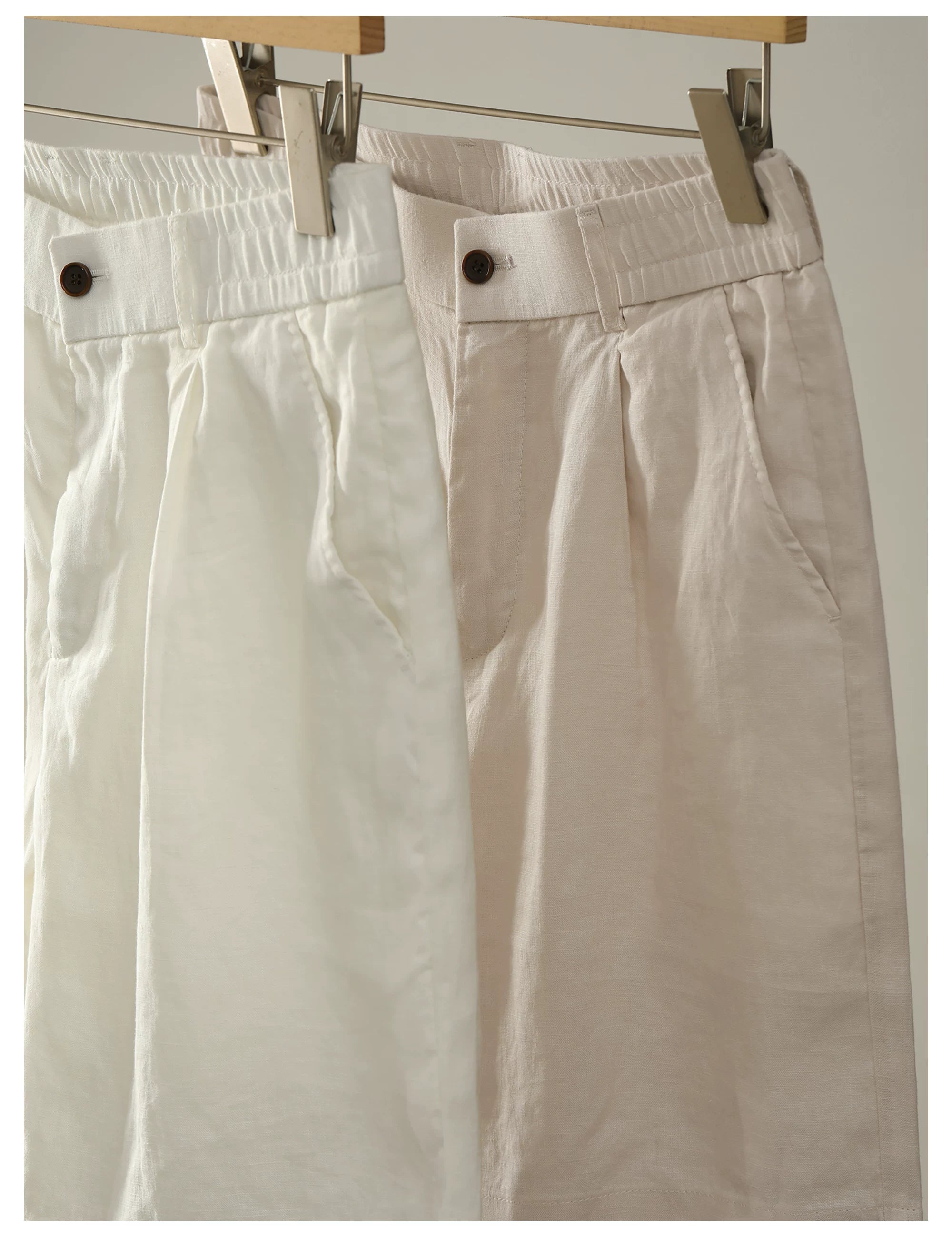 Old Money Drop Straight Double Pleated 100% Pure Linen Shorts FE0729